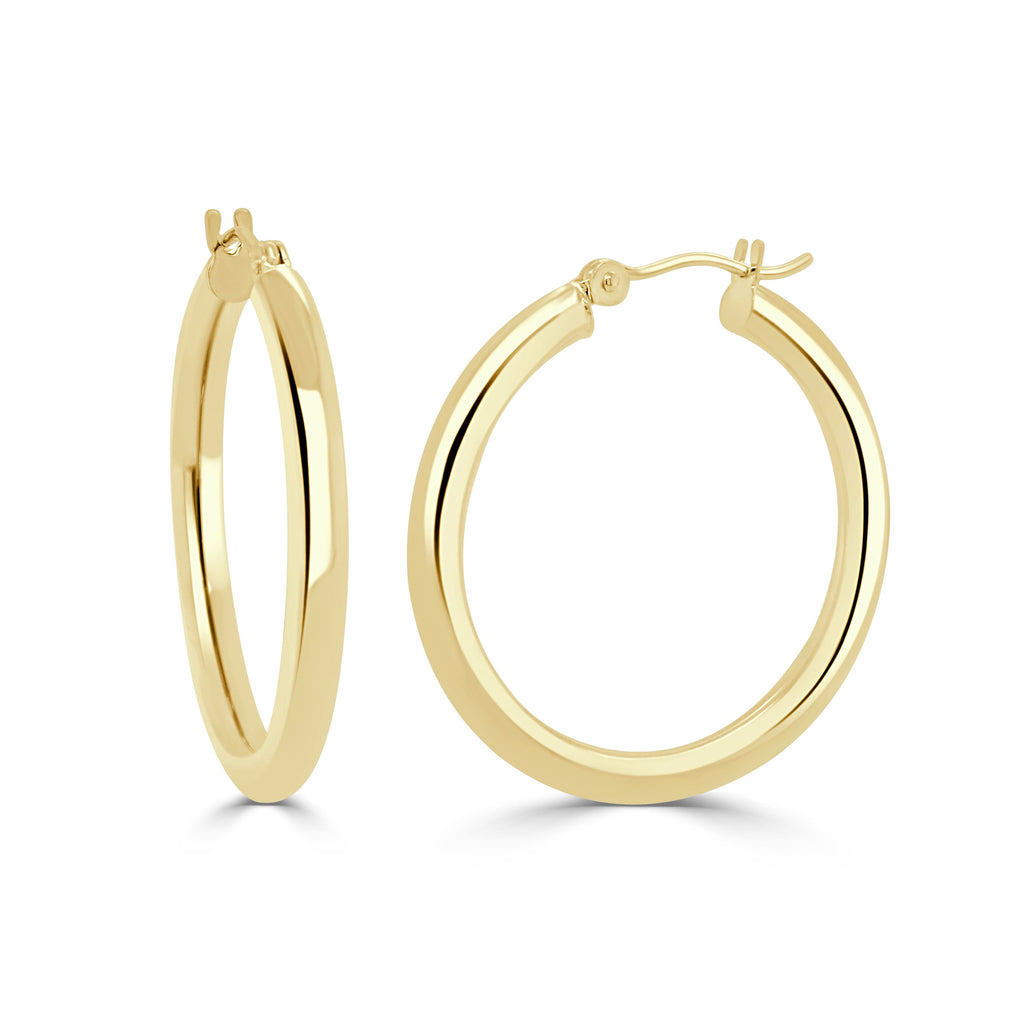 14K Gold Italian Hoop Earrings -Yellow