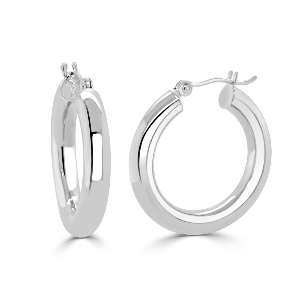 14K Gold Classic Hoop Earrings-White