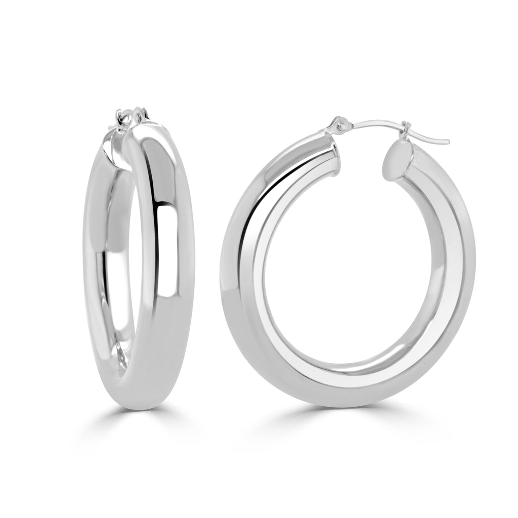 14K Gold Classic Hoop Earrings - White