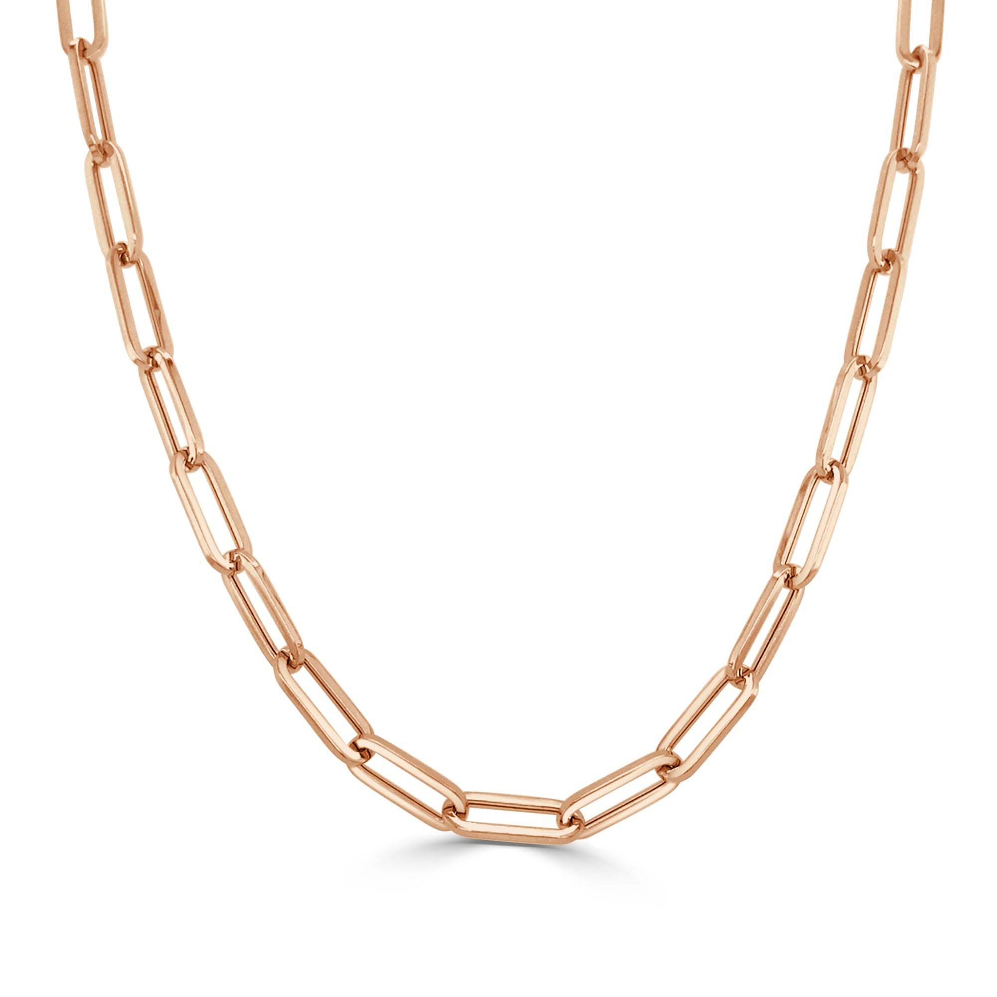 14K Gold Paperclip Link Chain Necklace – Rose
