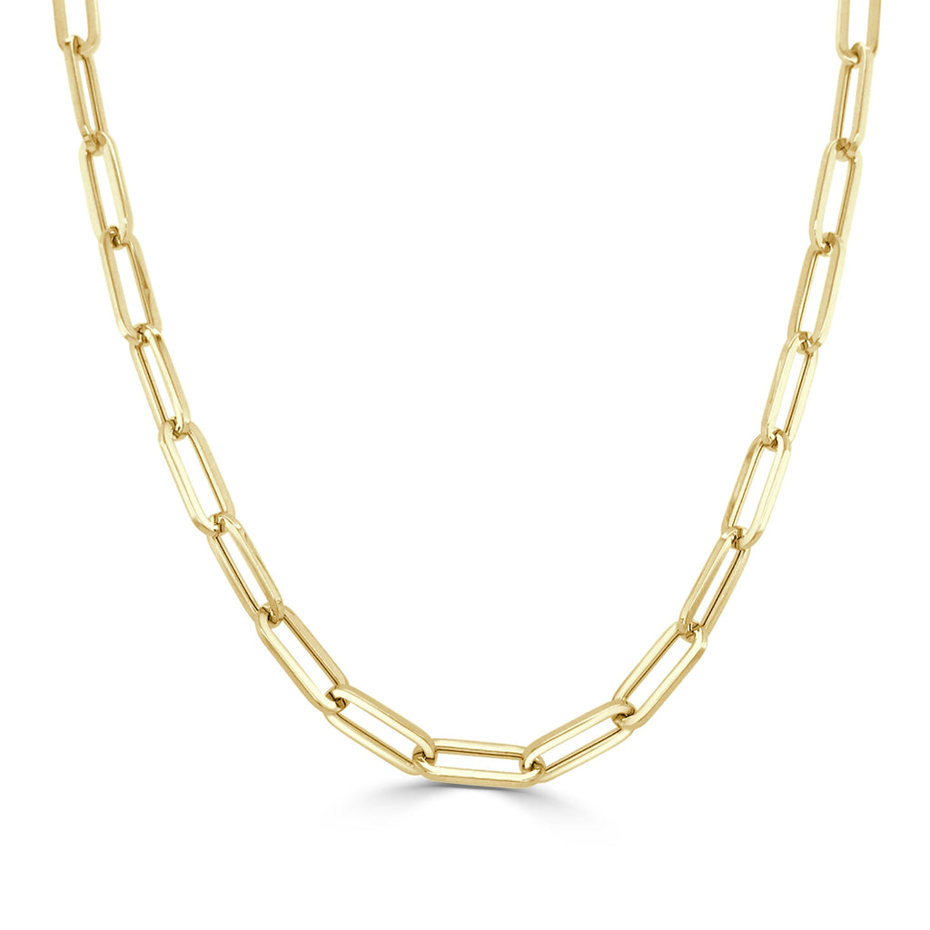 14K Gold Paperclip Link Chain Necklace – Yellow