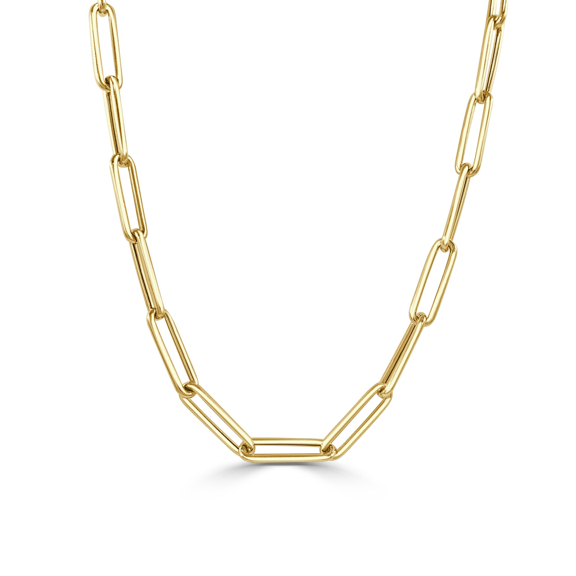 14k Gold Paperclip Link Chain Necklace-Yellow