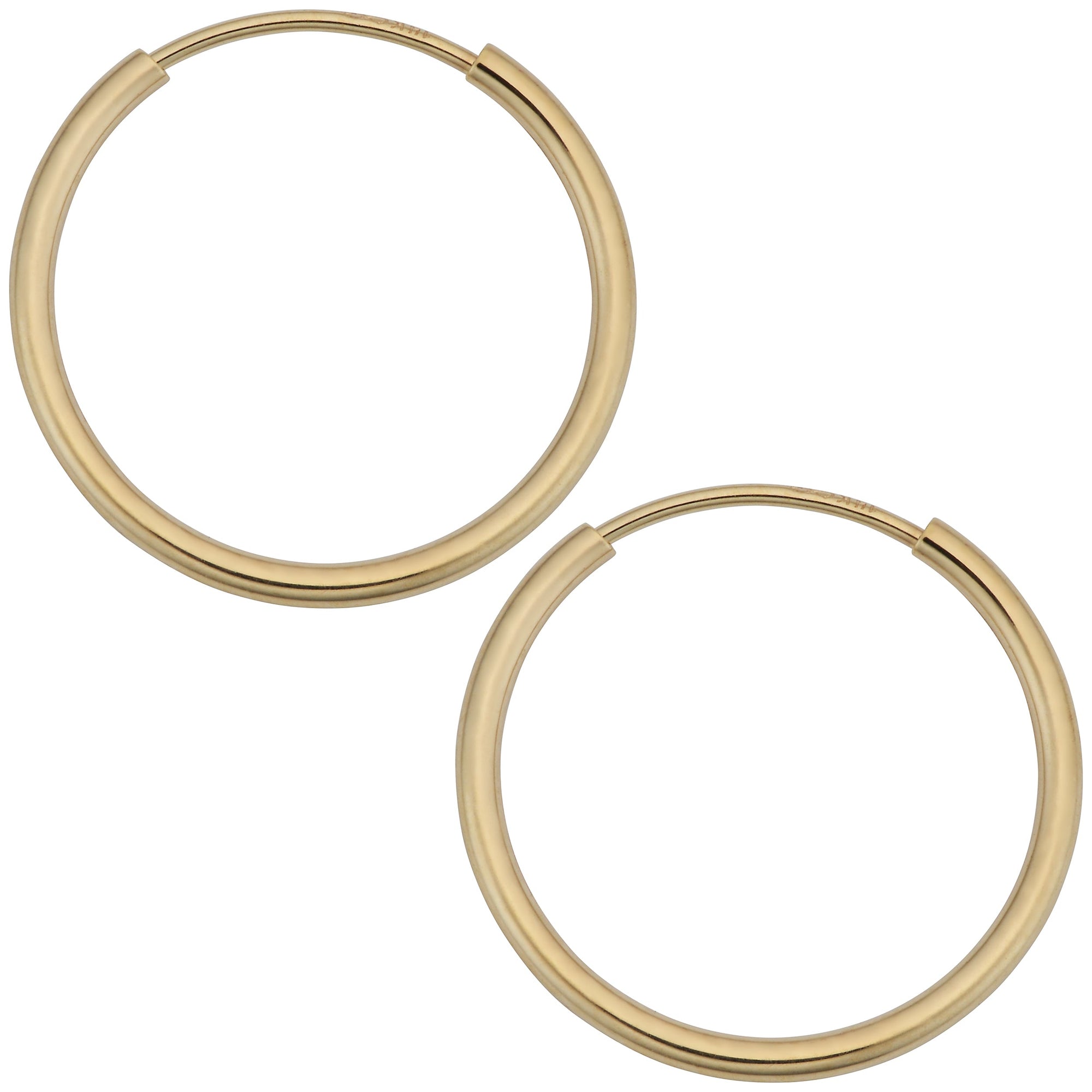 14K Yellow Gold Endless Hoop Earrings