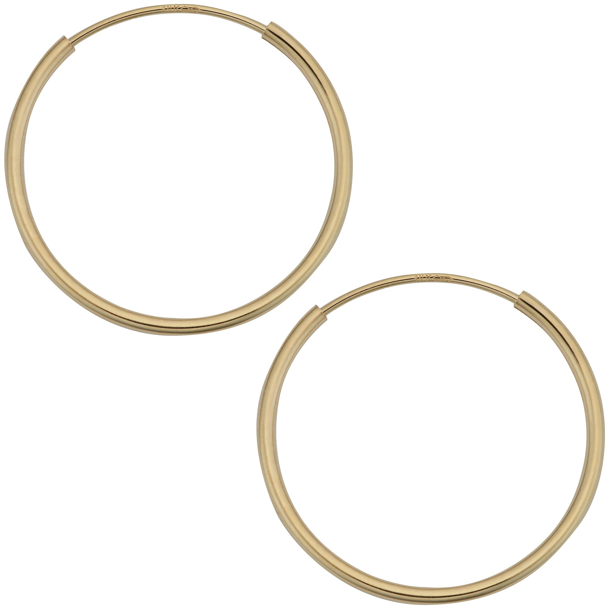 14K Yellow Gold Endless Hoop Earrings