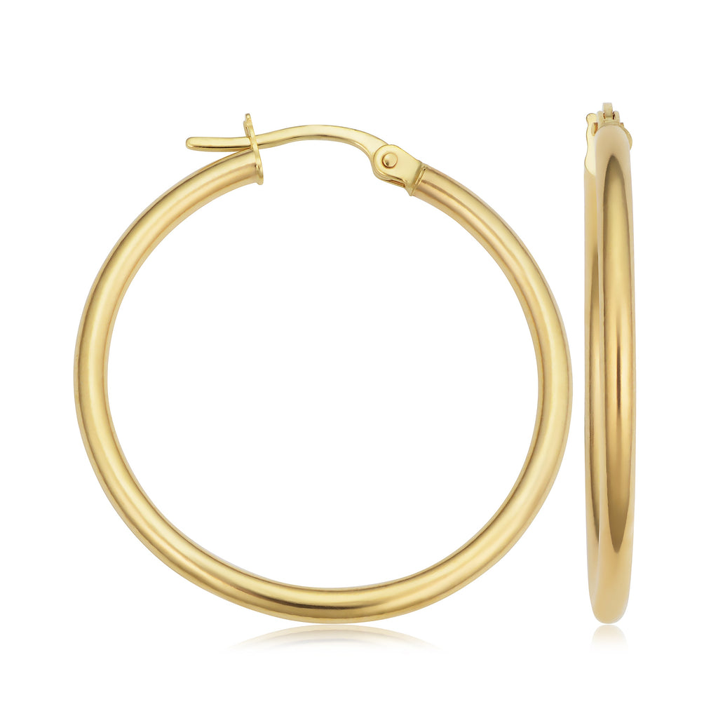 14K Gold Classic Hoop Earrings-Yellow