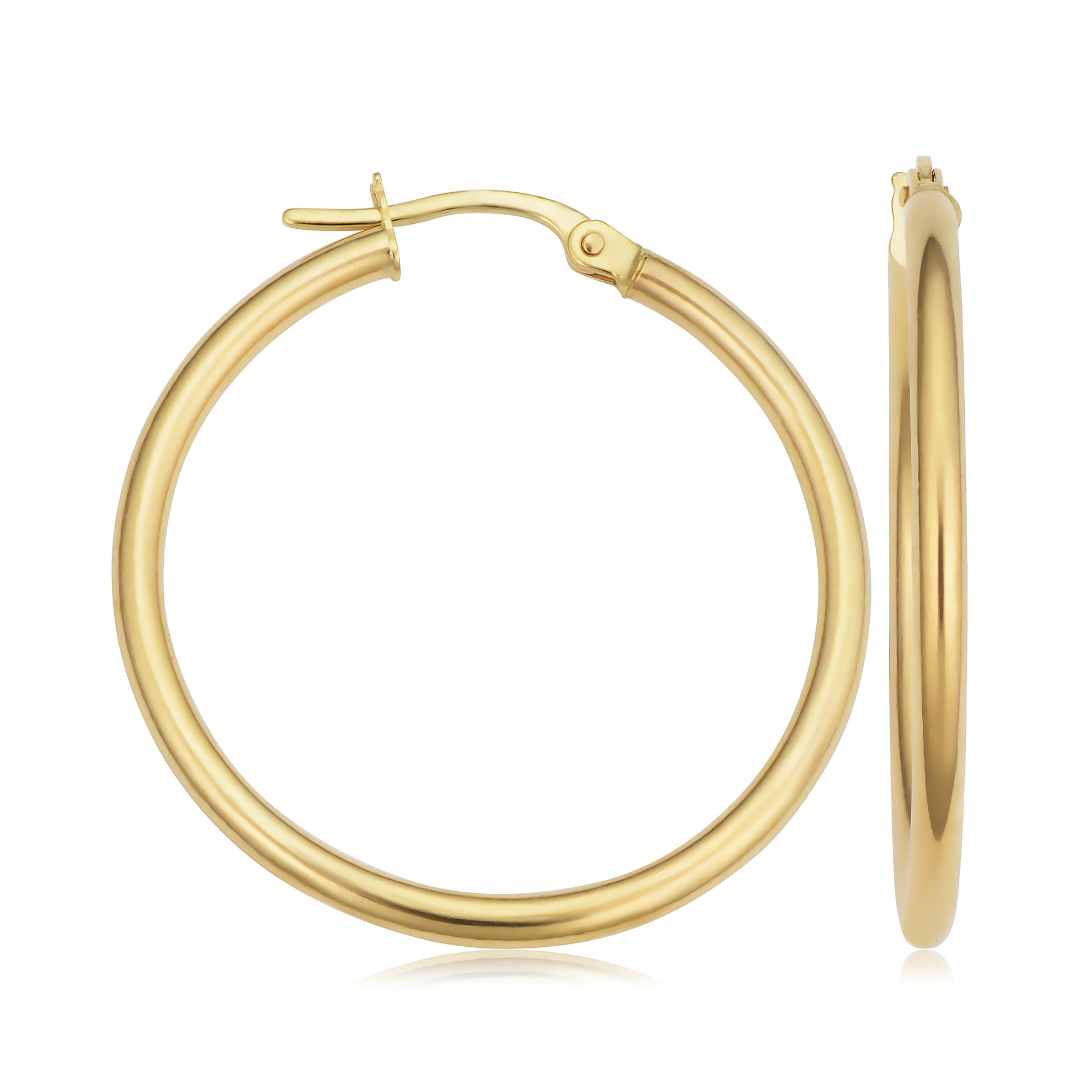 14K Gold Classic Hoop Earrings-Yellow