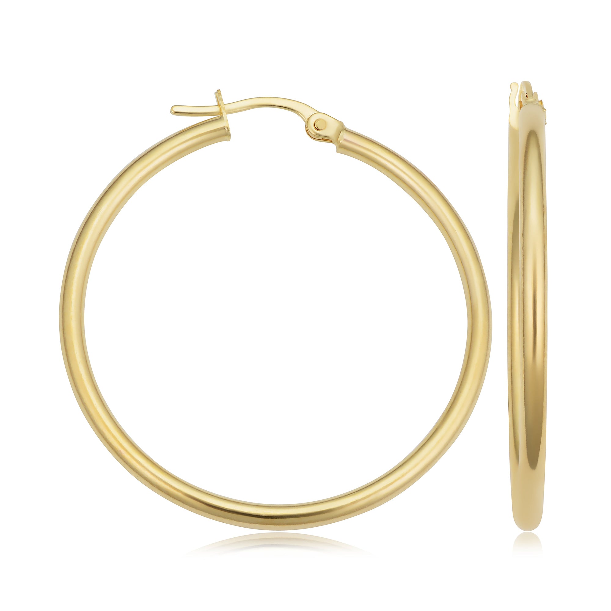 14k Gold Tube Hoop Earrings-Yellow