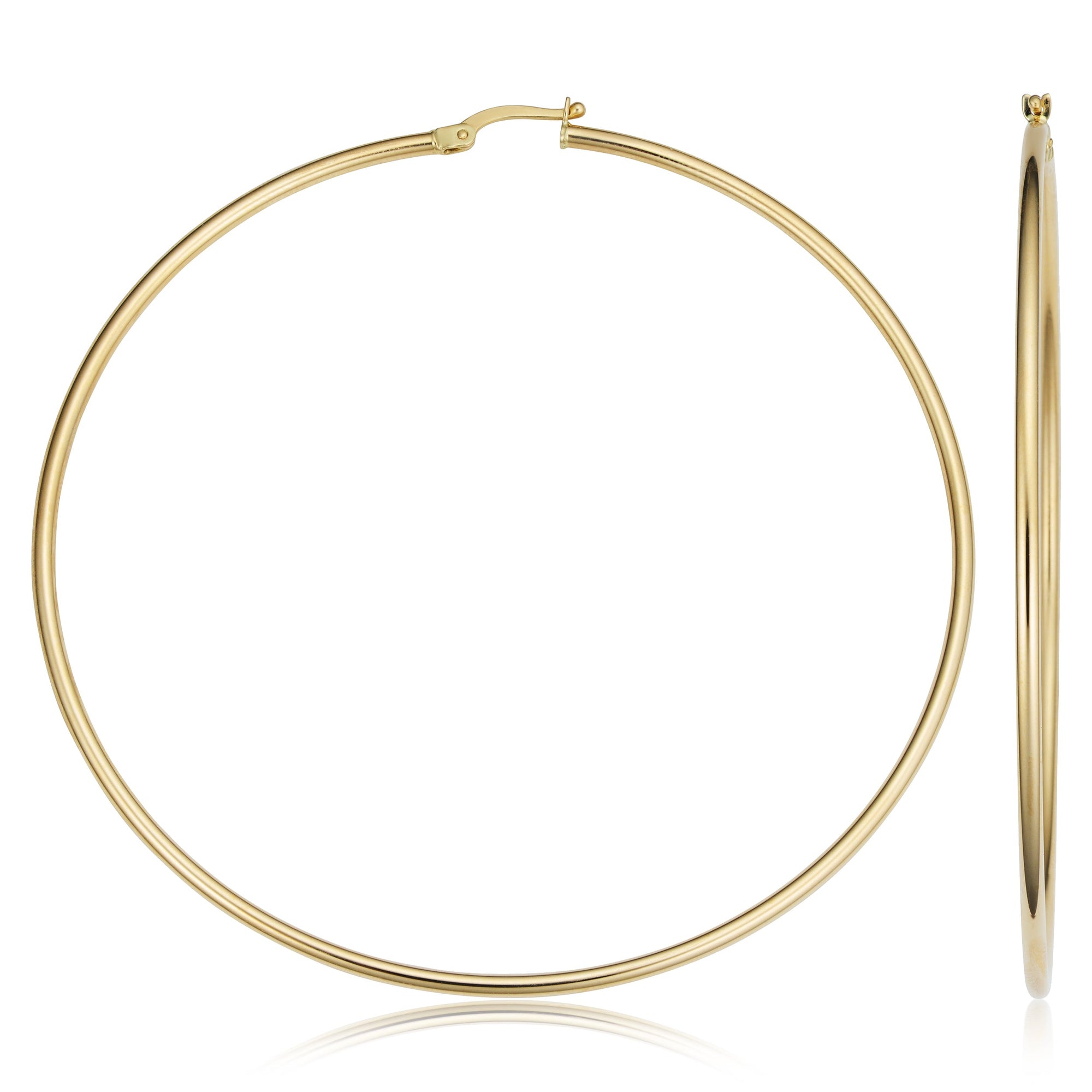 14K Yellow Gold Polished Hoop Earrings