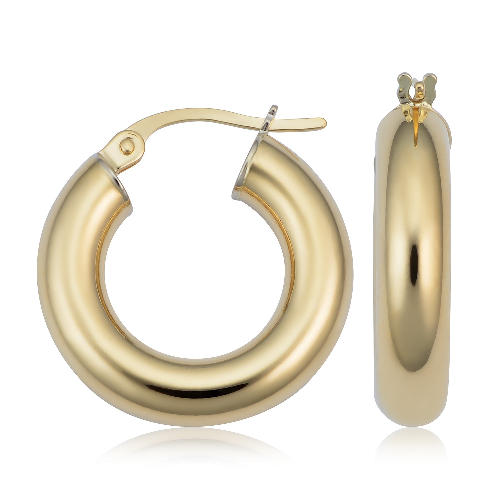14k Gold Tube Hoop Earrings - Yellow
