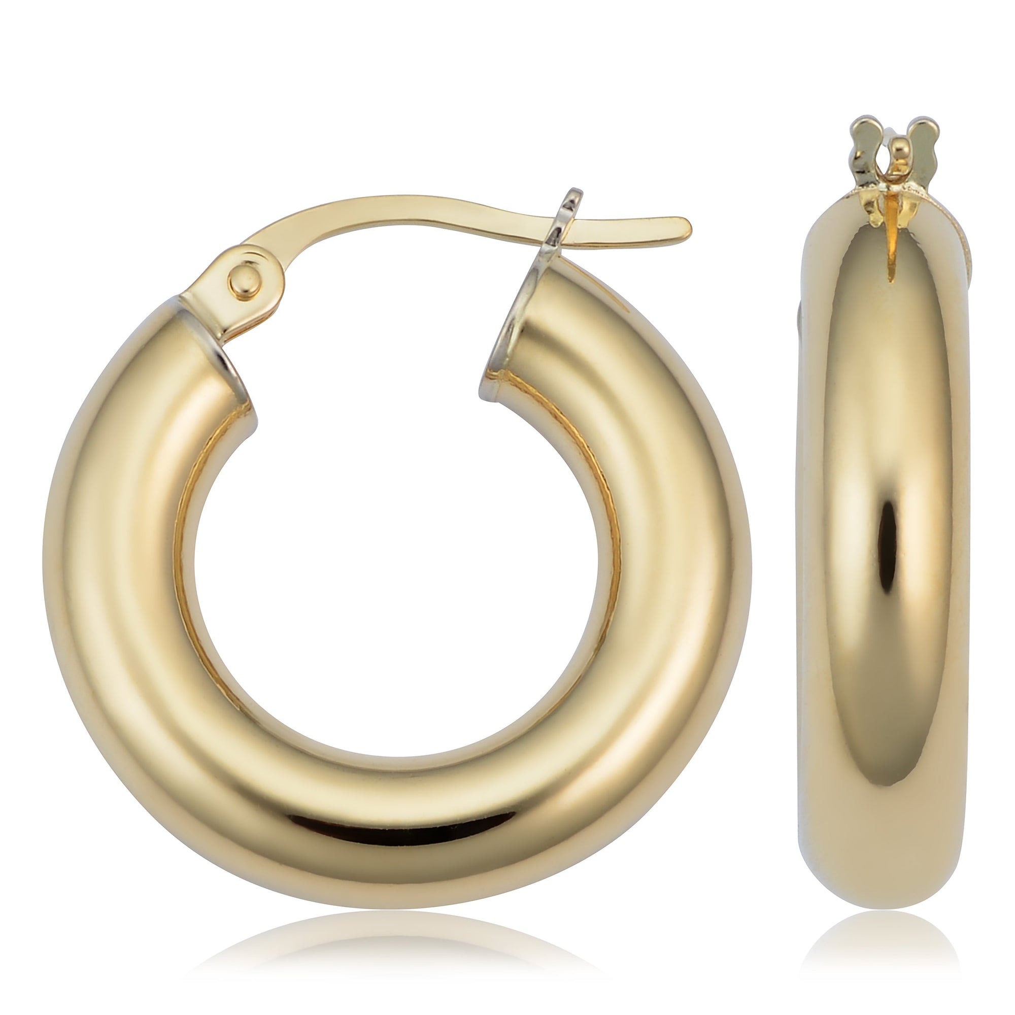 14K Gold Tube Hoop Earrings