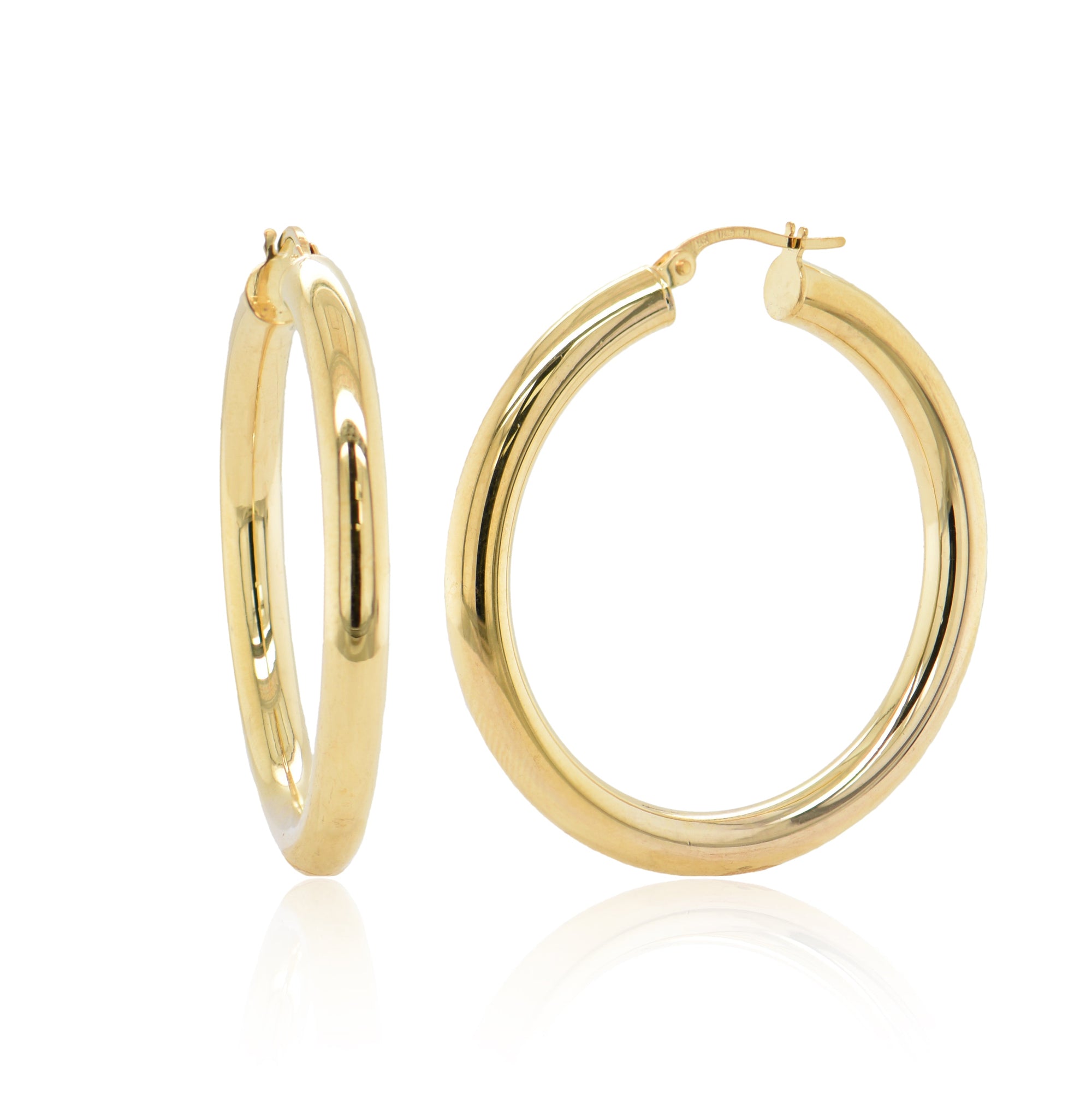 14K Gold Italian Hoop Earrings-Yellow