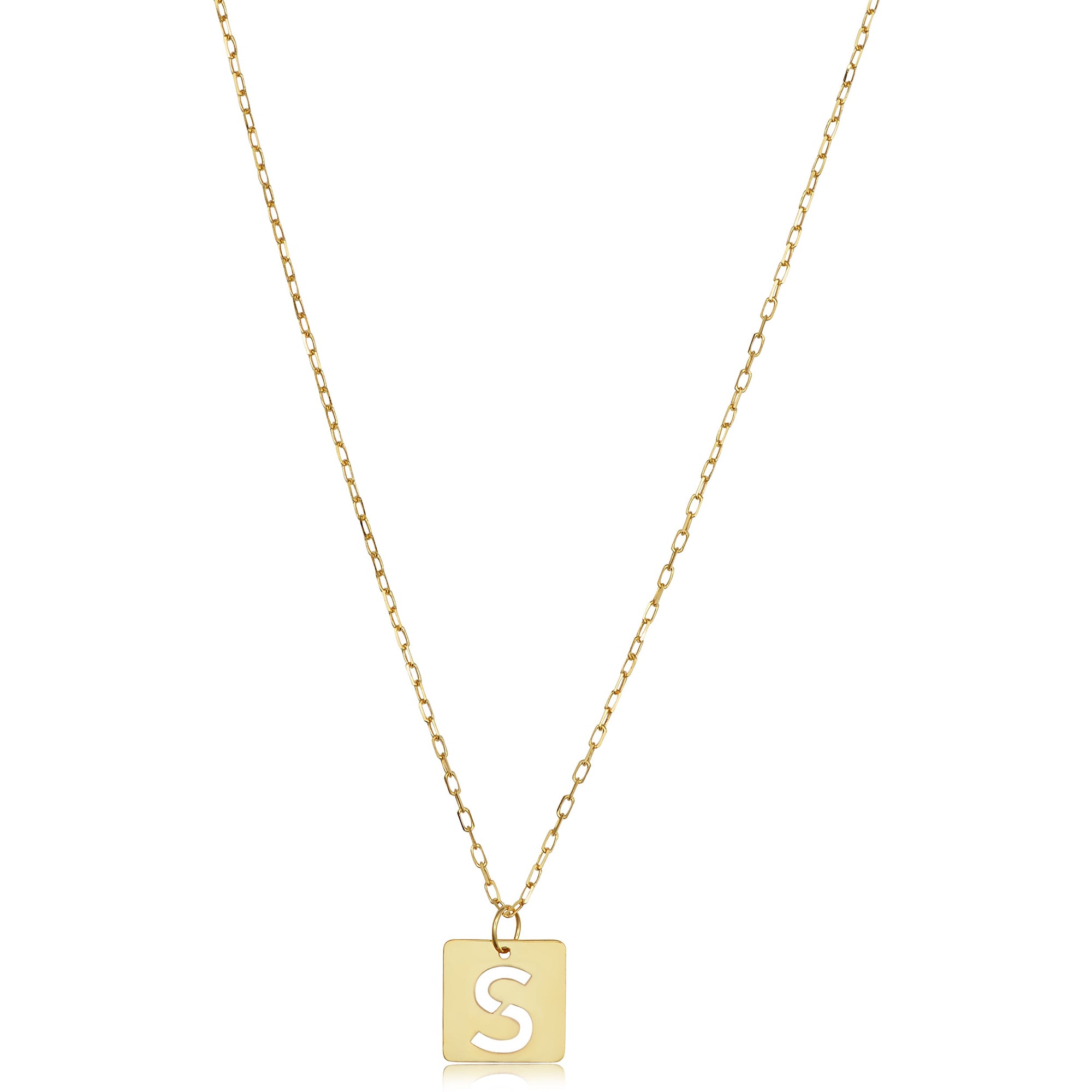 14K Gold Initial Necklace - S