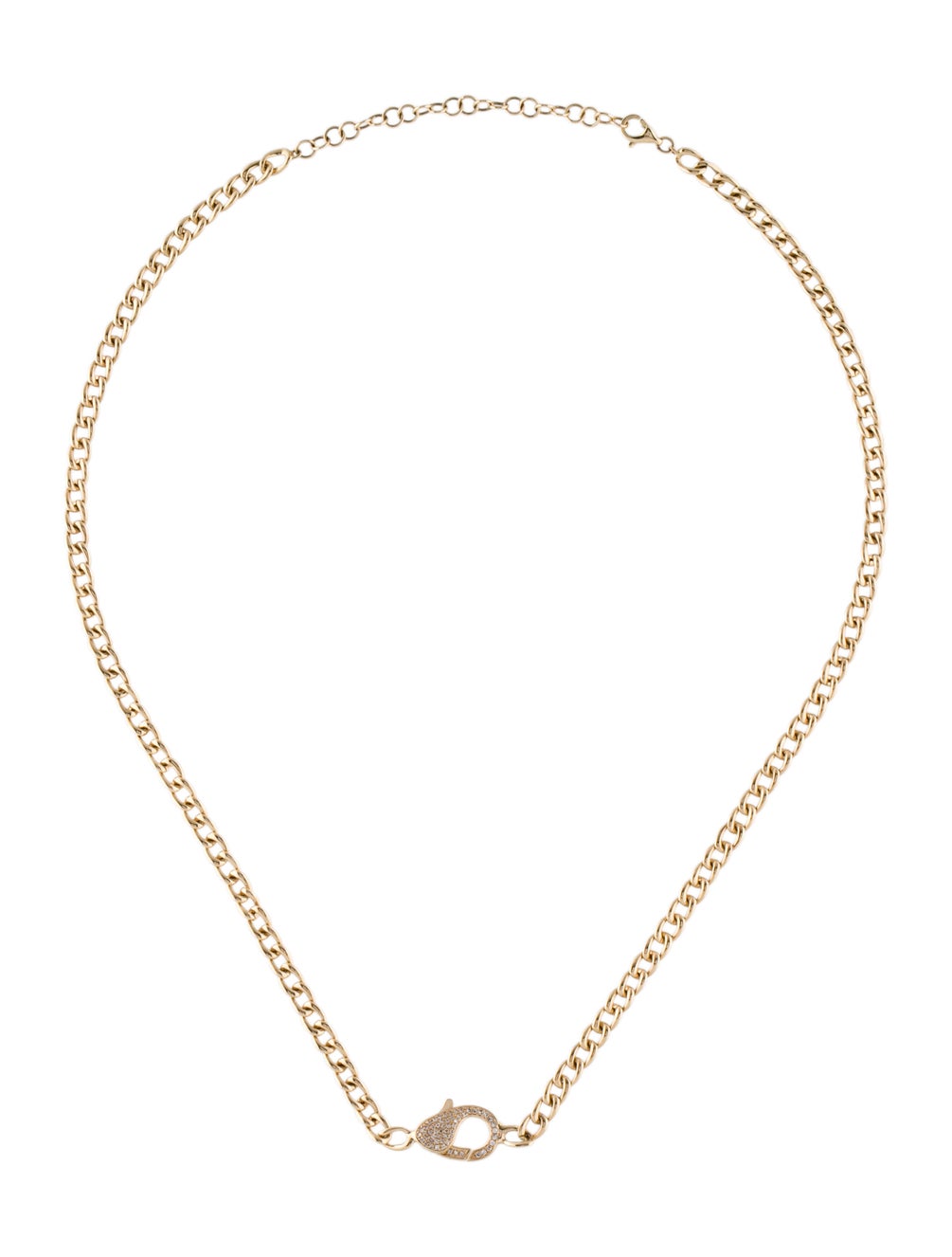 14K Gold Diamond Lobster Link Necklace - Yellow