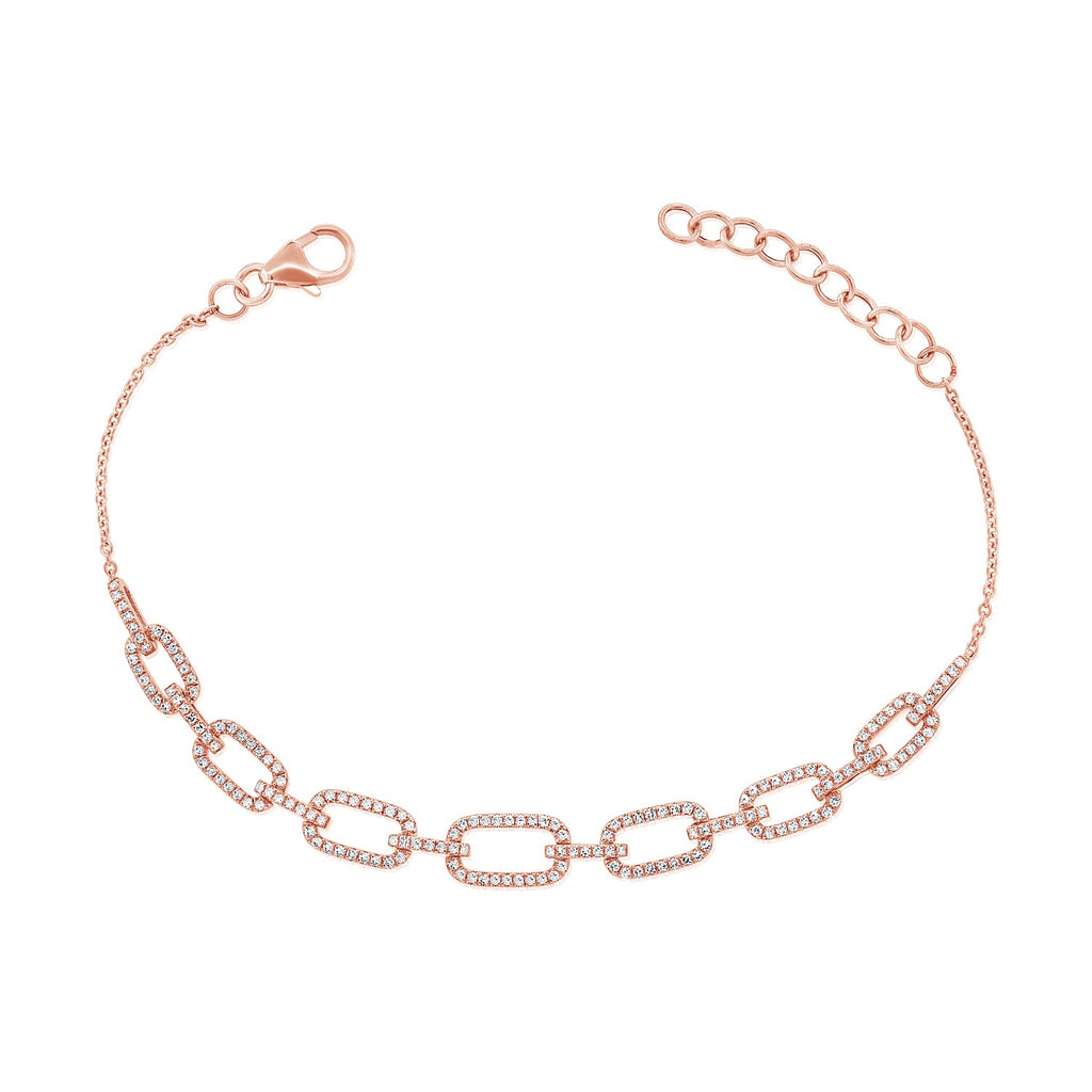 14K Gold Diamond Link Bracelet - Rose