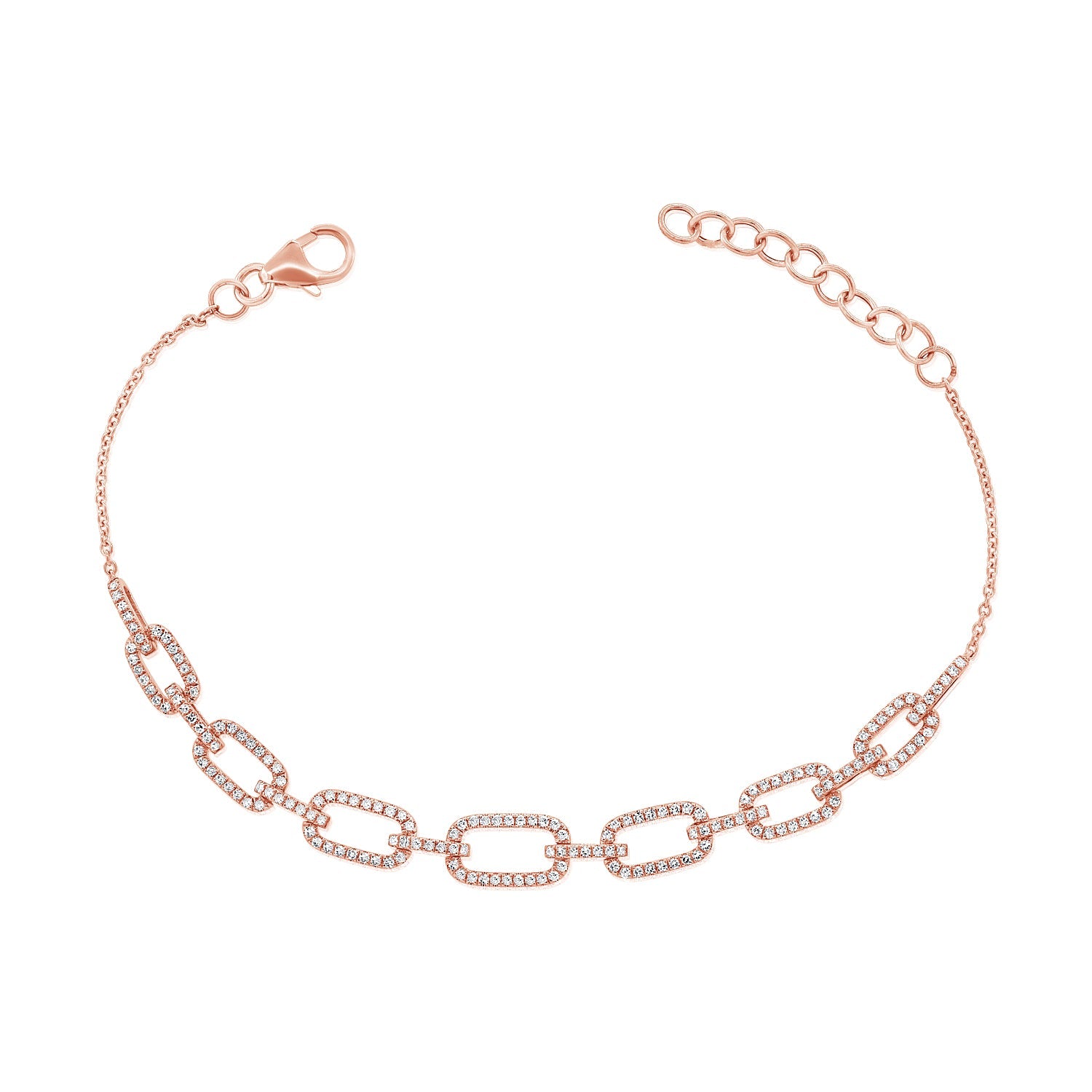 14K Gold Diamond Link Bracelet - Rose