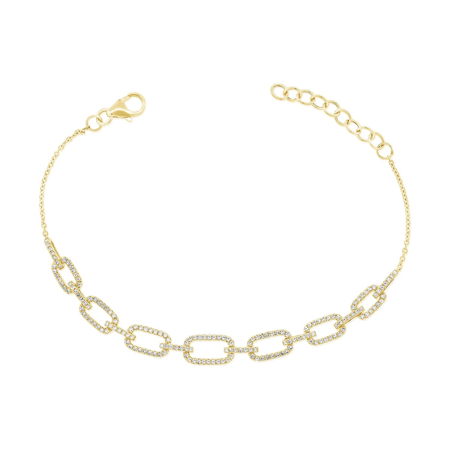 14K Gold Diamond Link Bracelet - Yellow