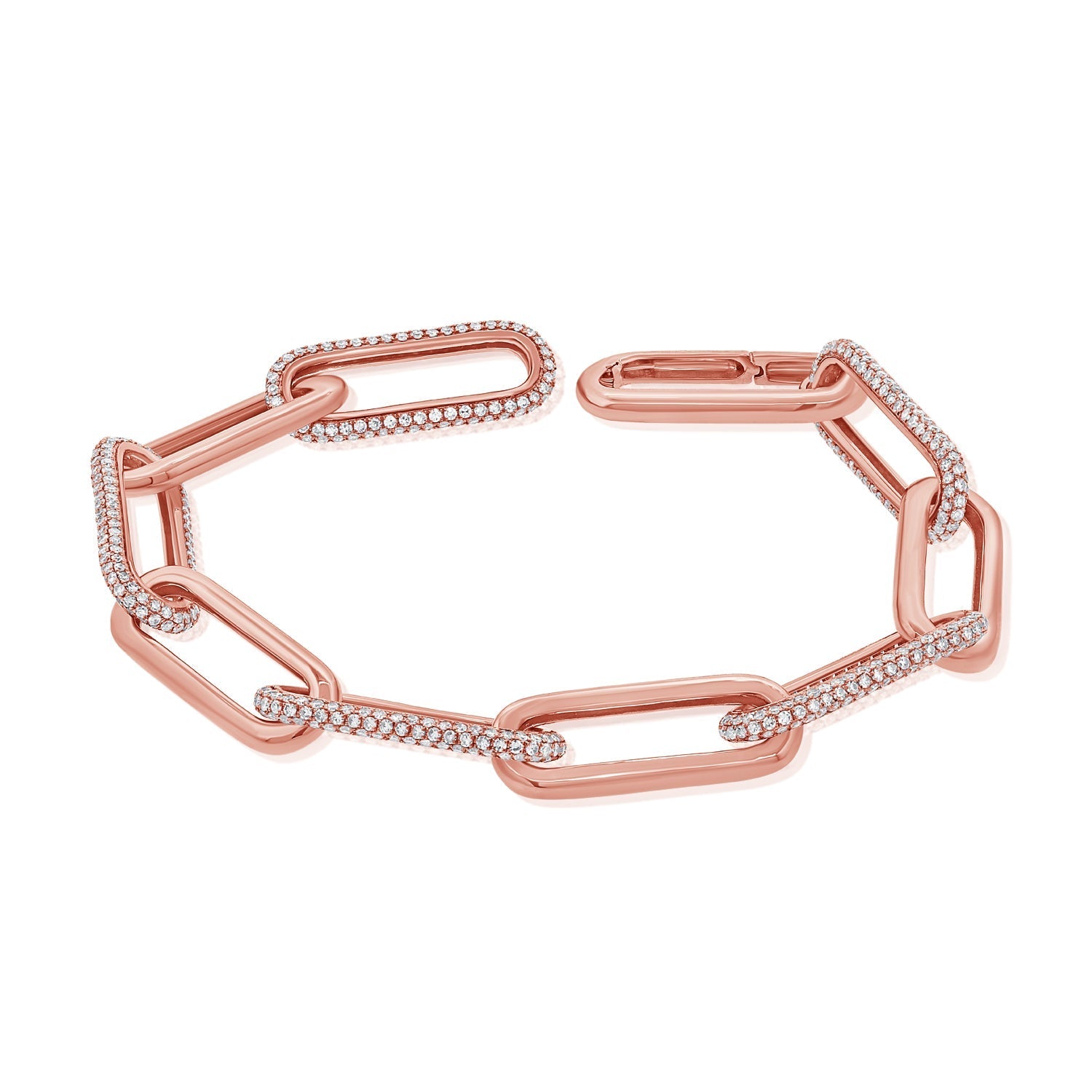 Luxury 14K Gold & Diamond Paperclip Chain Bracelet - Rose
