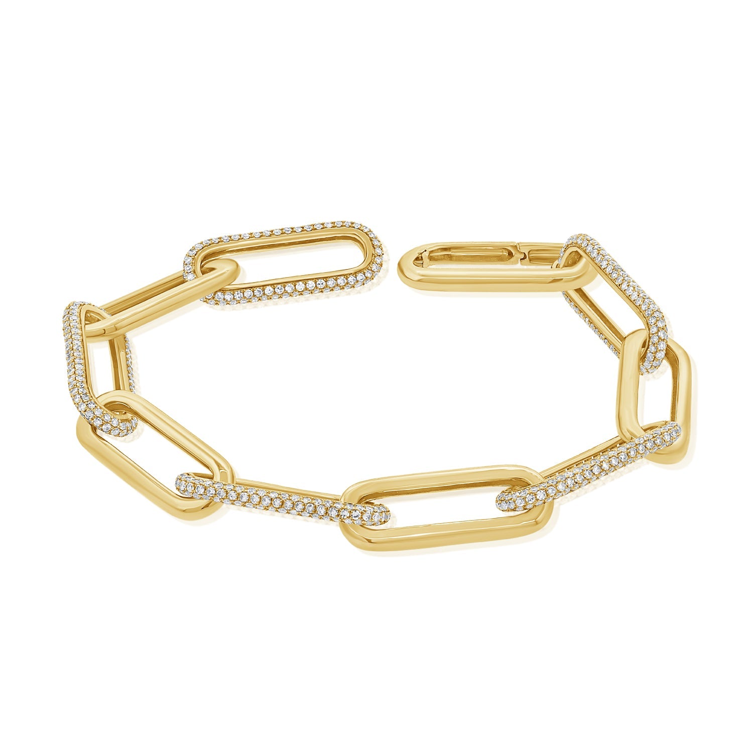 Luxury 14K Gold & Diamond Paperclip Chain Bracelet - Yello