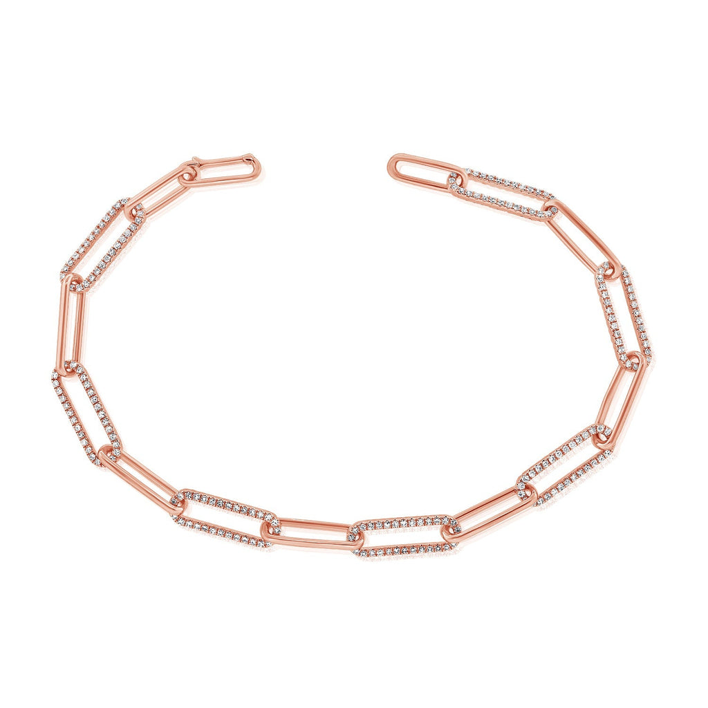 Diamond Paperclip Link Bracelet, 14K