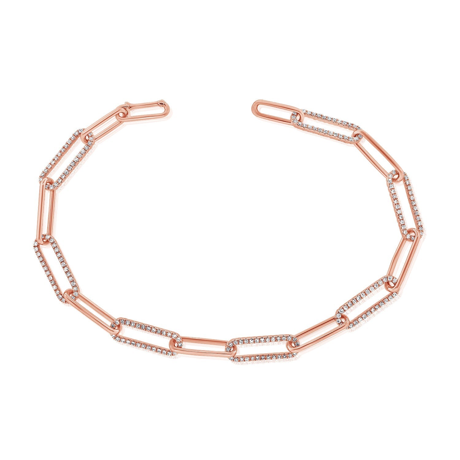 Diamond Paperclip Link Bracelet, 14K