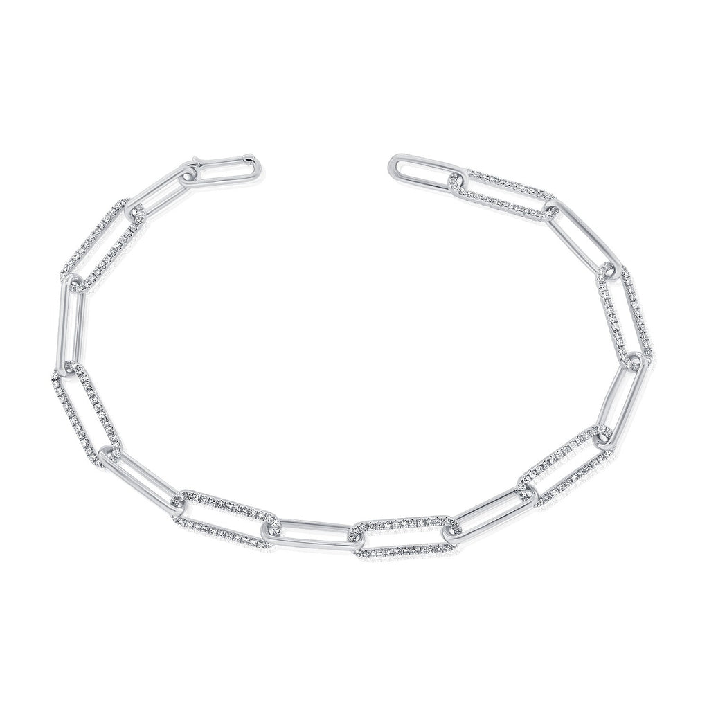 Diamond Paperclip Link Bracelet, 14K