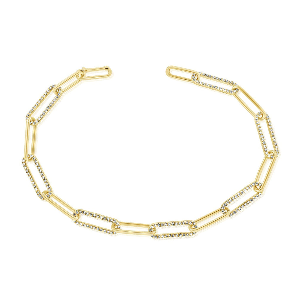 Diamond Paperclip Link Bracelet, 14K