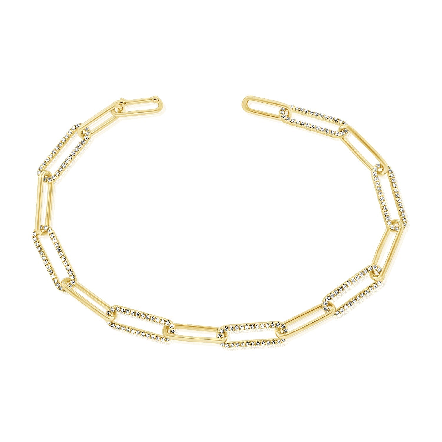 Diamond Paperclip Link Bracelet, 14K