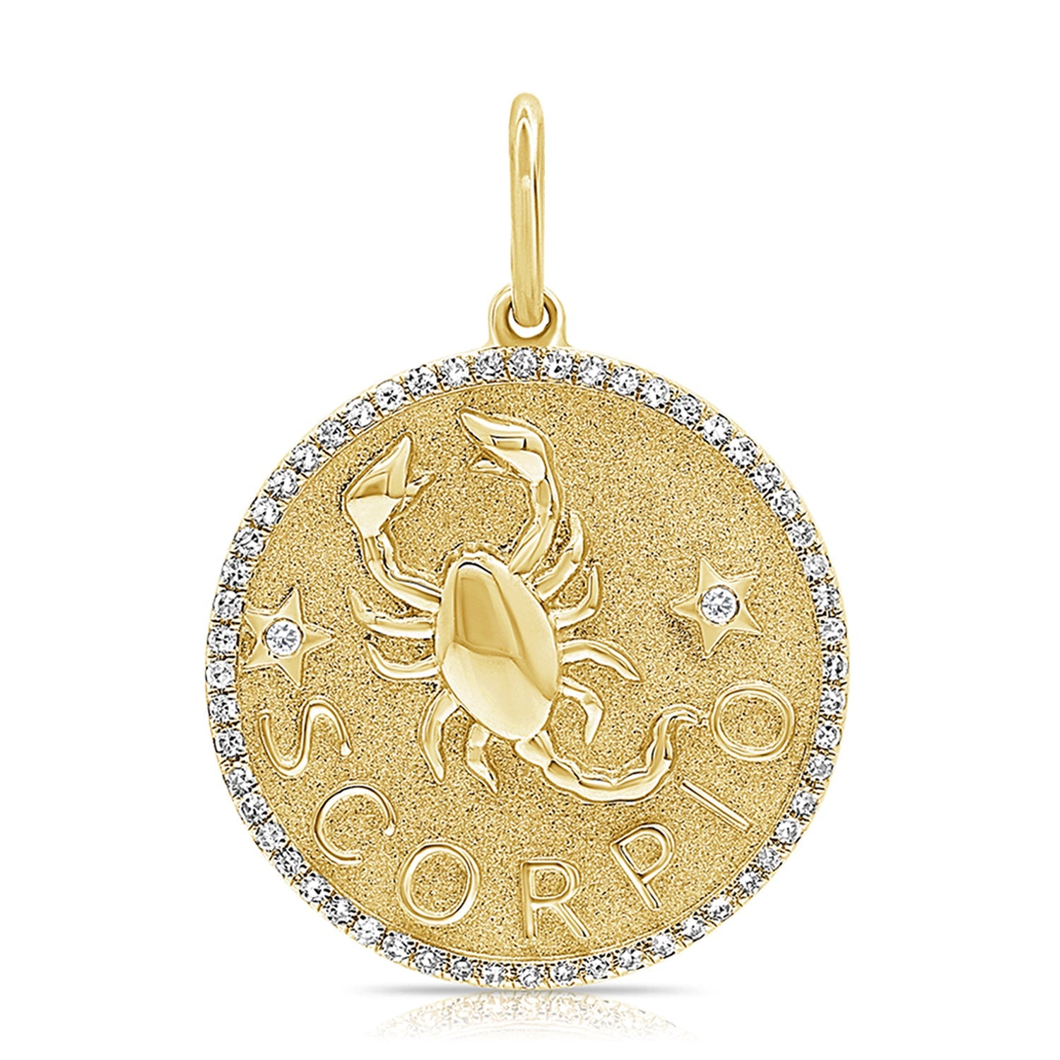 14K Gold Diamond Zodiac Scorpio Charm Necklace -Yellow