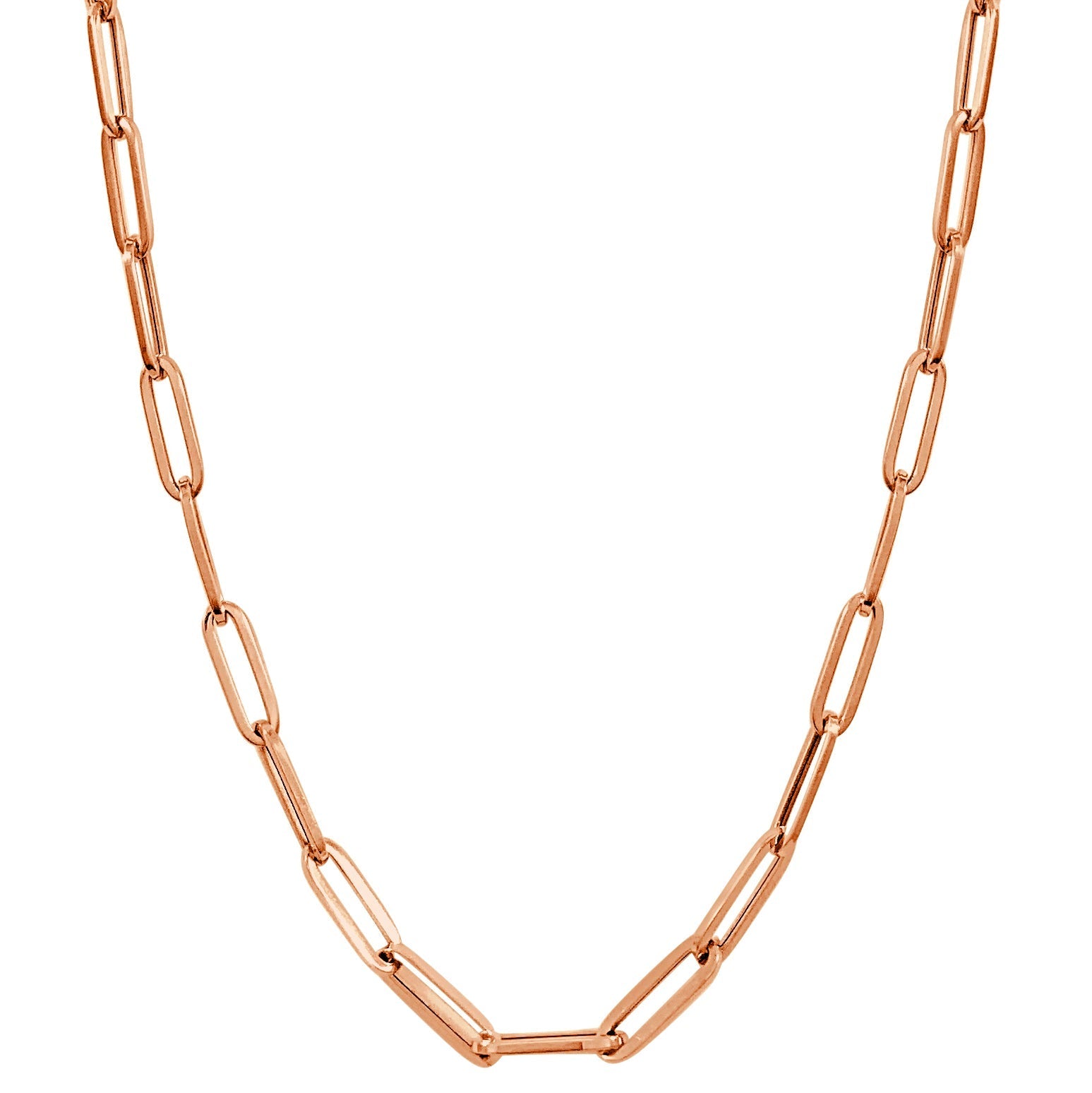 14k Gold Paperclip Link Necklace - Medium - Rose