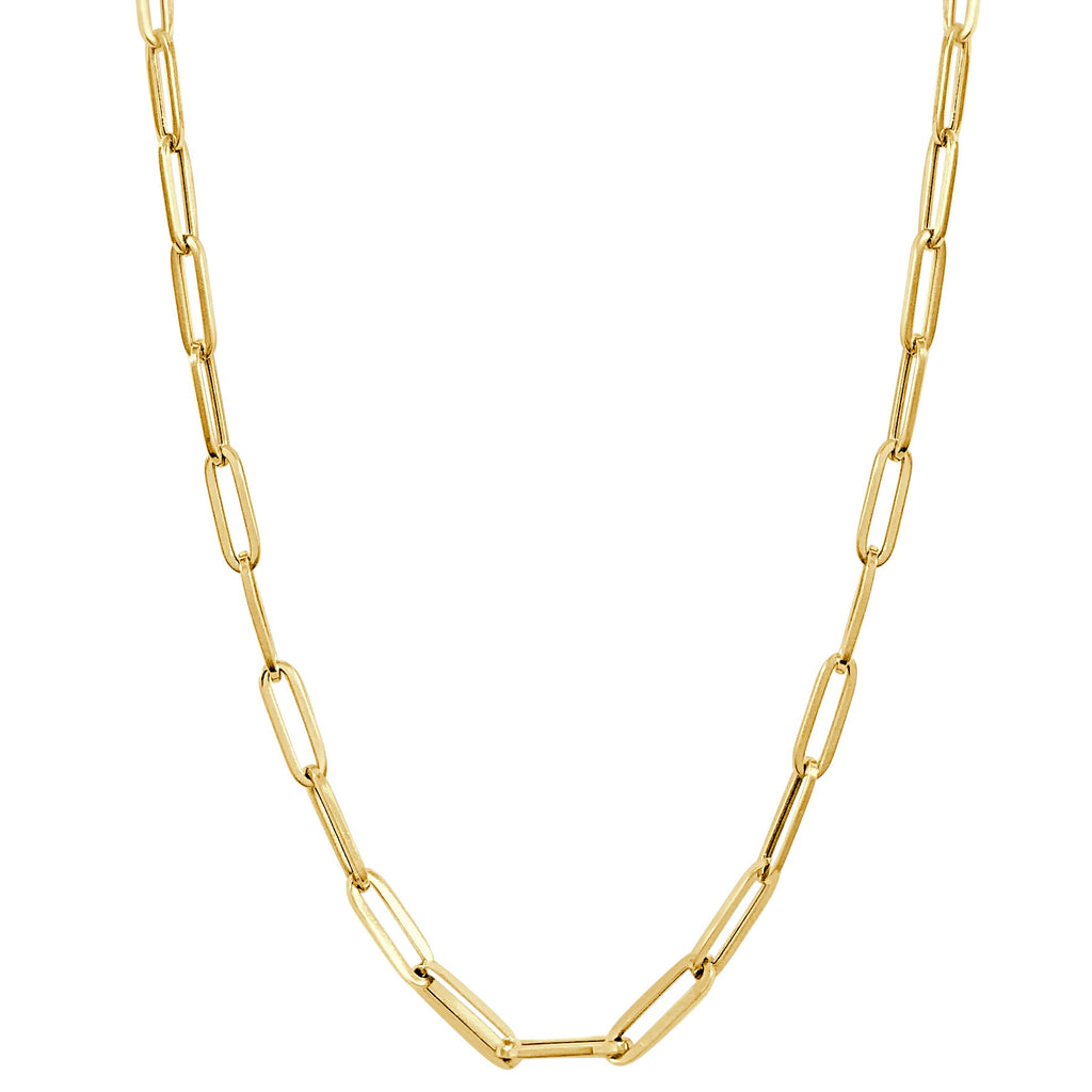 14k Gold Paperclip Link Necklace - Medium - Gold