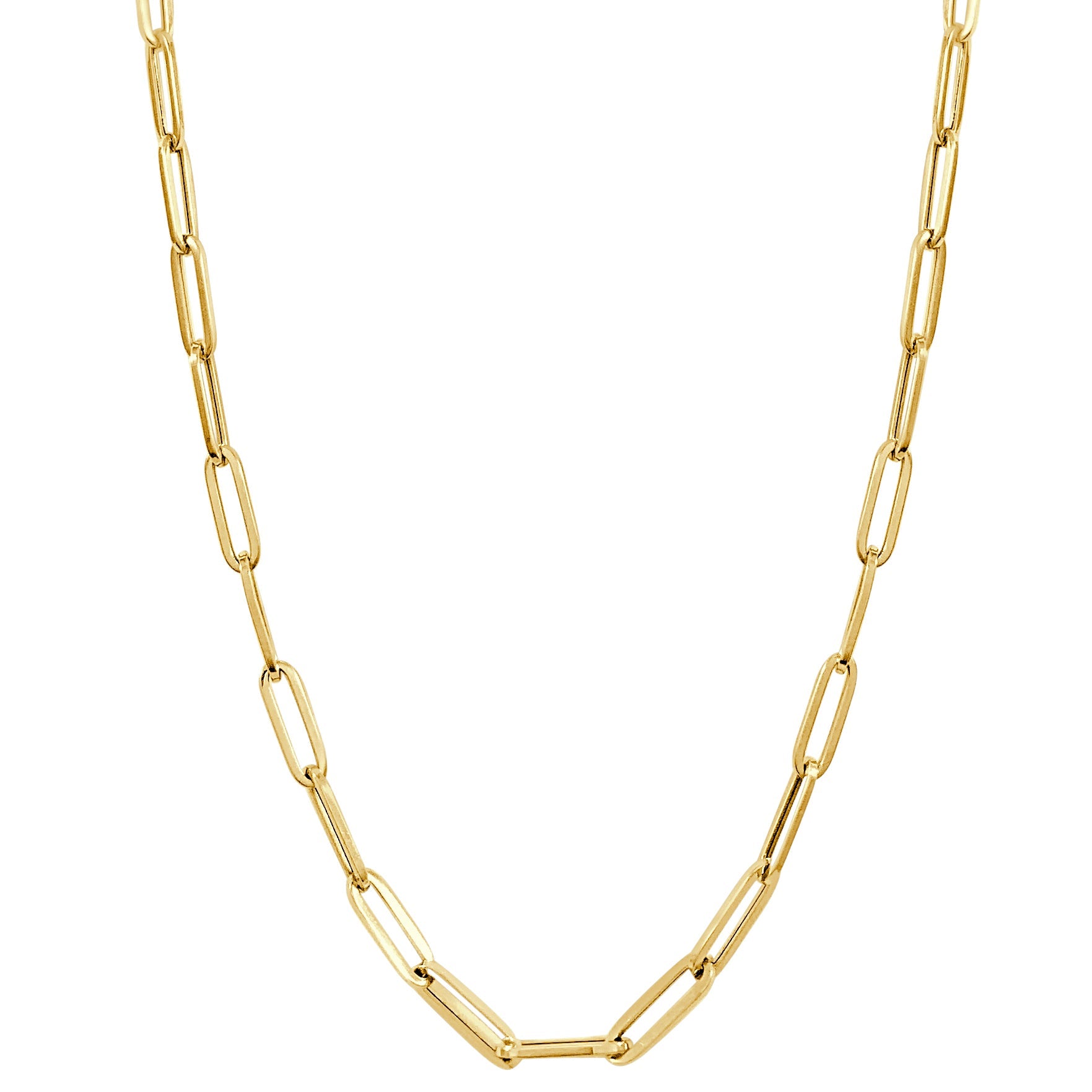14k Gold Paperclip Link Necklace - Medium - Gold