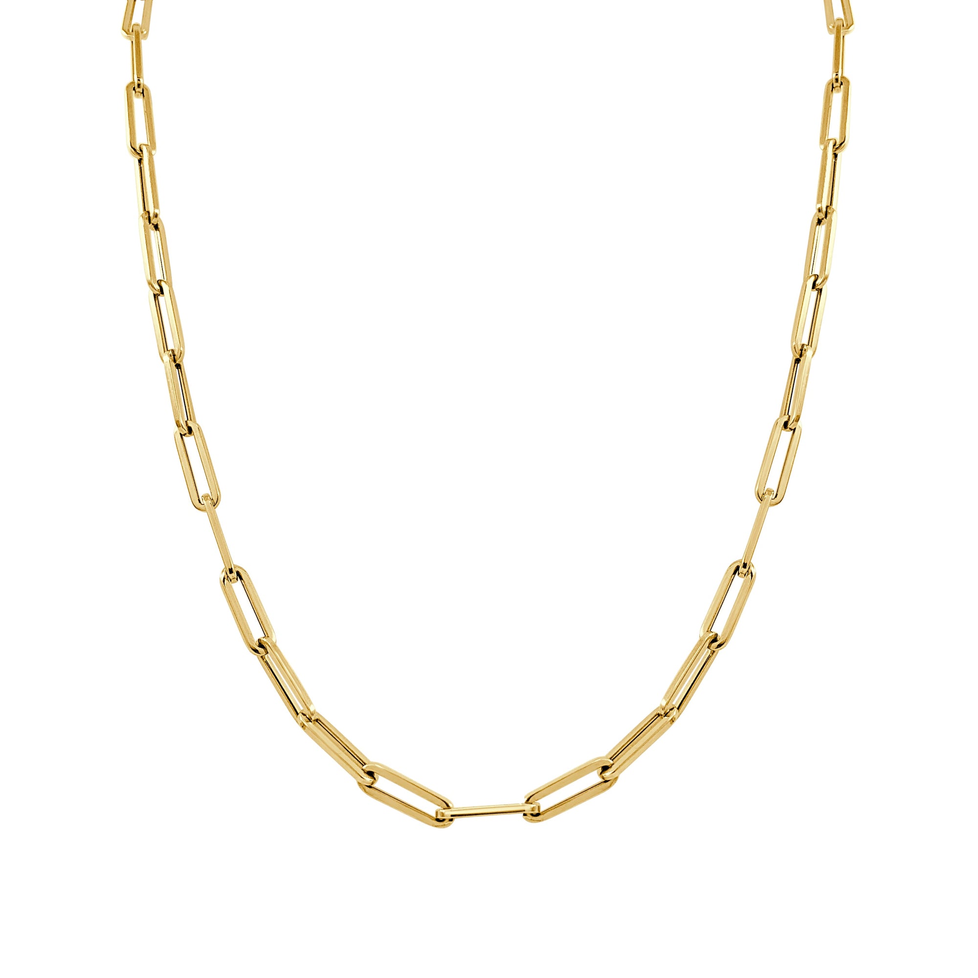 14K Yellow Gold Small Paperclip Chain Necklace