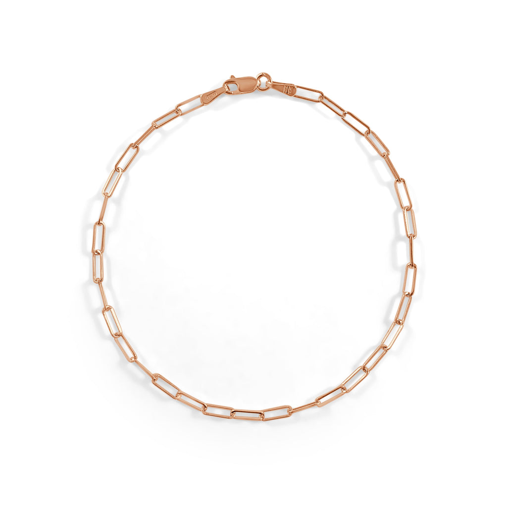 14K Gold Baby Rectangle Link Bracelet-Rose
