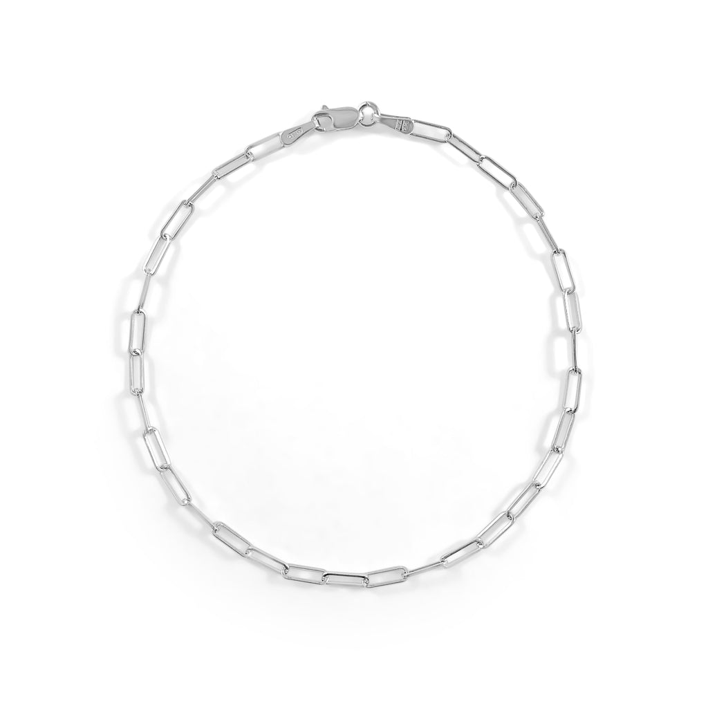 14K Gold Baby Rectangle Link Bracelet-White