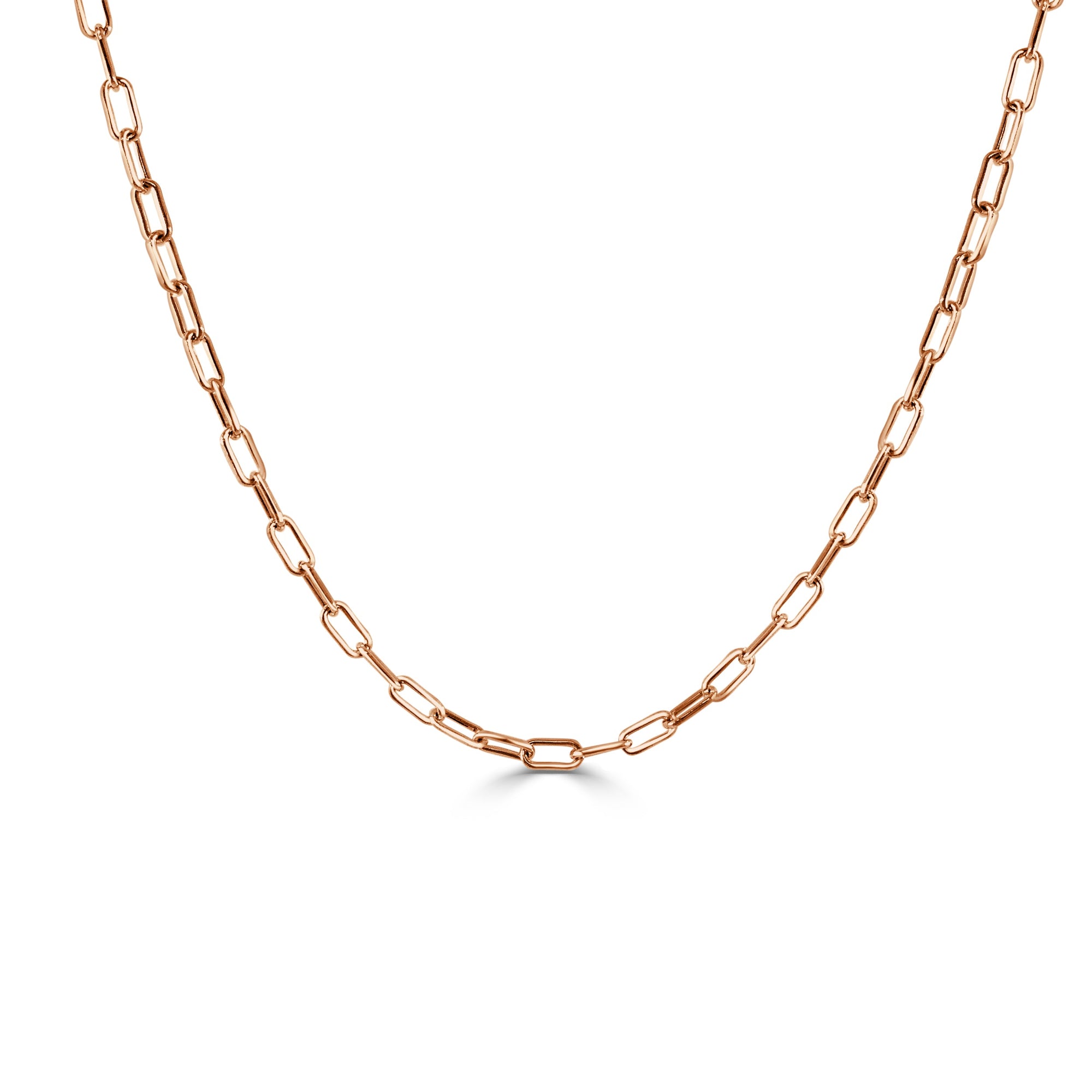 14k Gold Paperclip Link Necklace - Rose