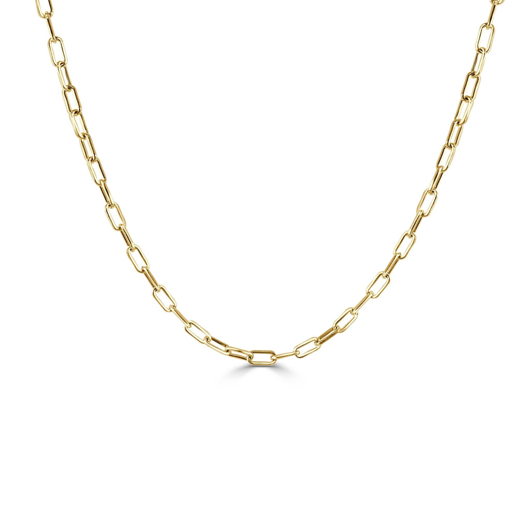 14k Gold Paperclip Link Necklace - Yellow