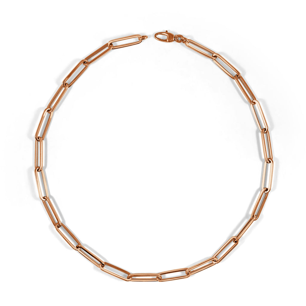 14k Gold Extra-Large Paperclip Link Necklace - Rose