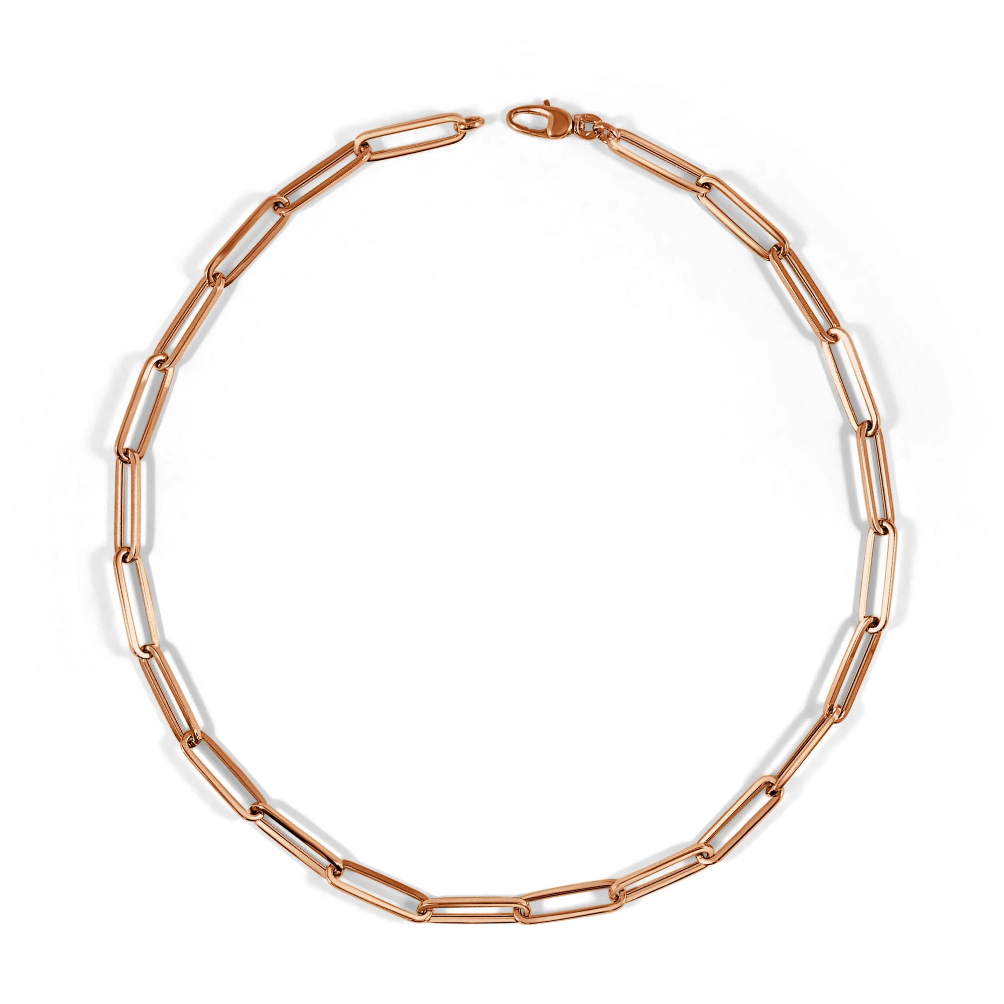 14k Gold Extra-Large Paperclip Link Necklace - Rose