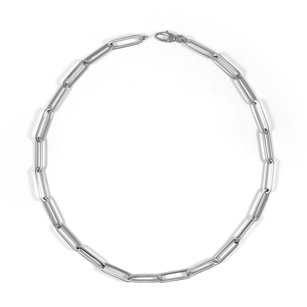 14k Gold Extra-Large Paperclip Link Necklace - White