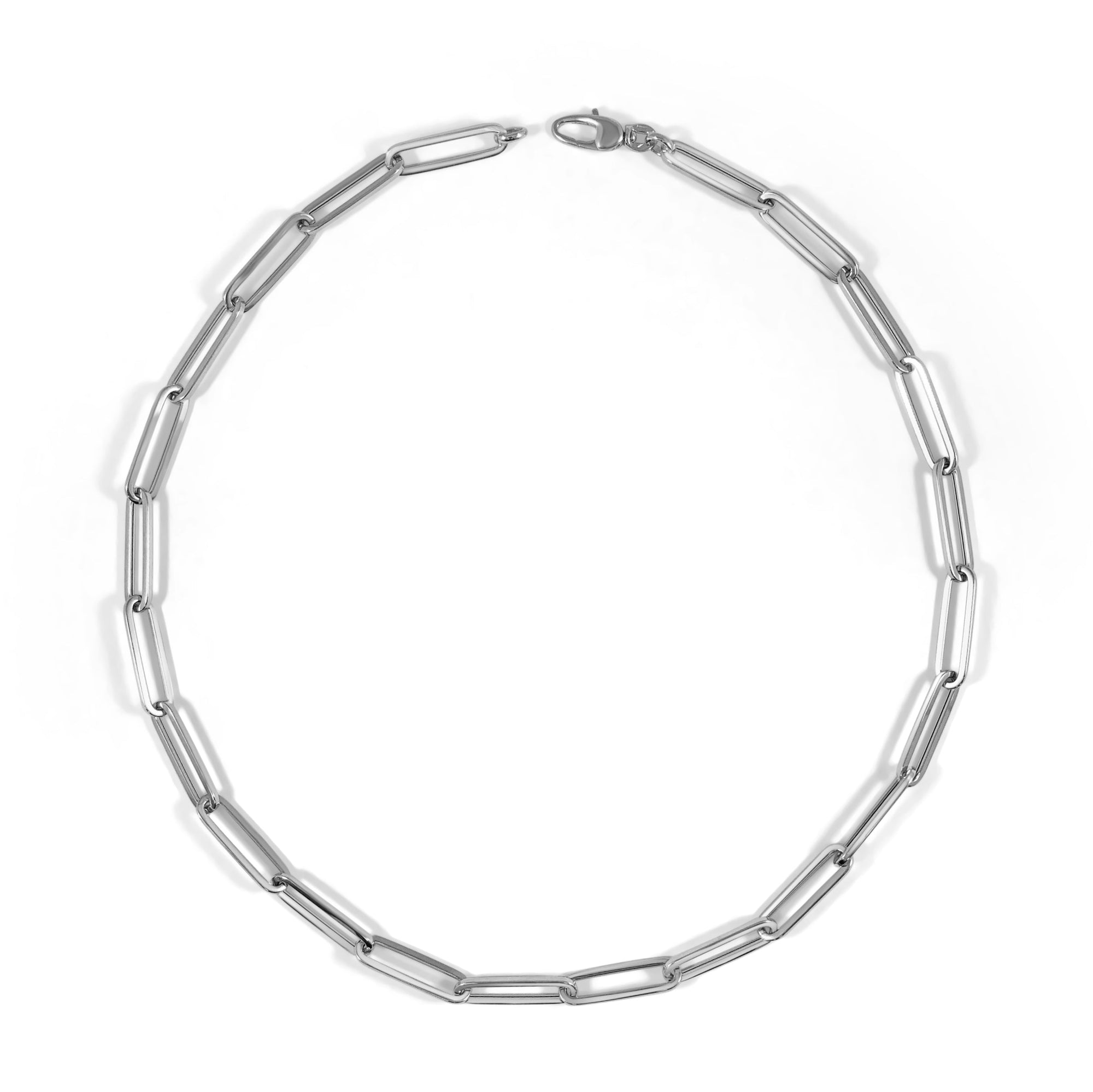 14k Gold Extra-Large Paperclip Link Necklace - White