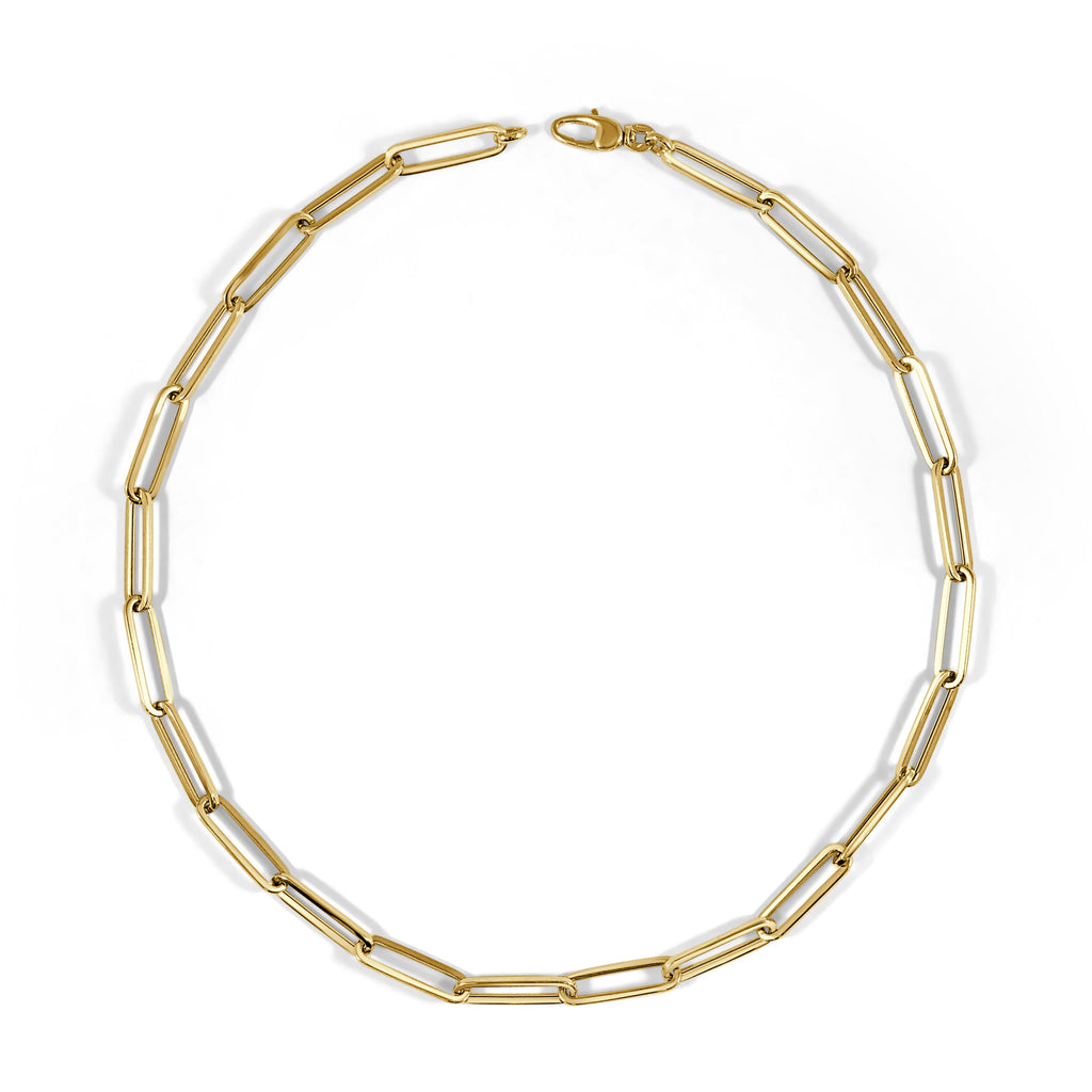 14k Gold Extra-Large Paperclip Link Necklace - Yellow
