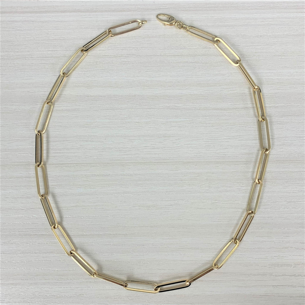 14k Gold Extra-Large Paperclip Link Necklace - Yellow