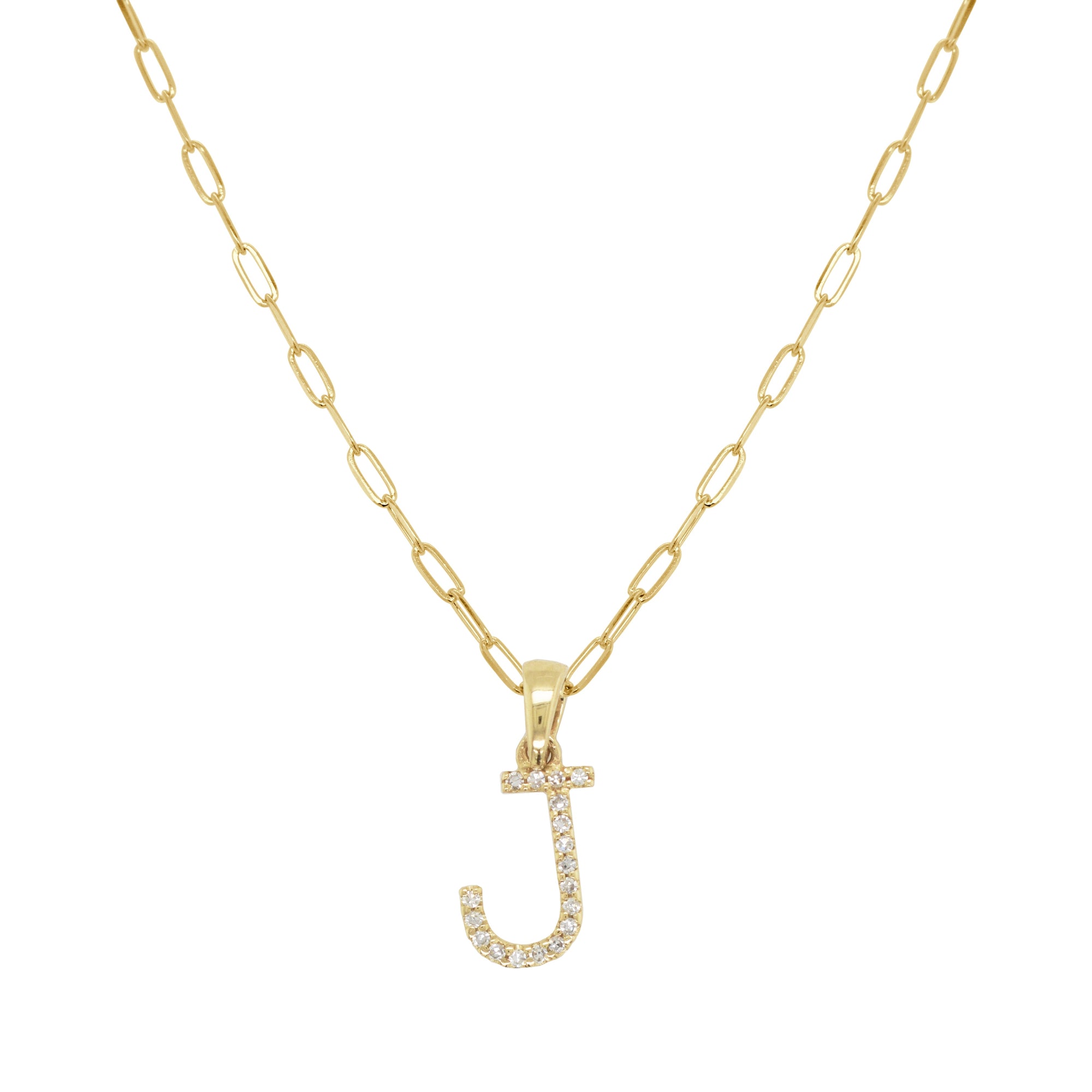 14K Gold Diamond Initial Necklace - J