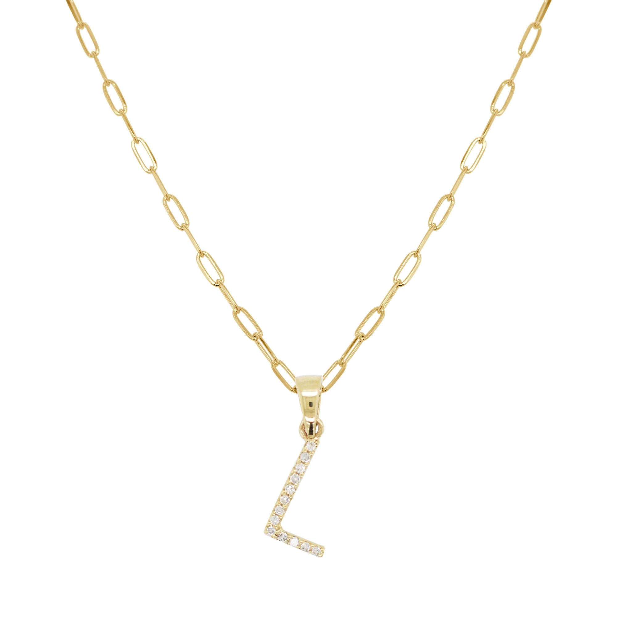 14K Gold Diamond Initial Necklace - L