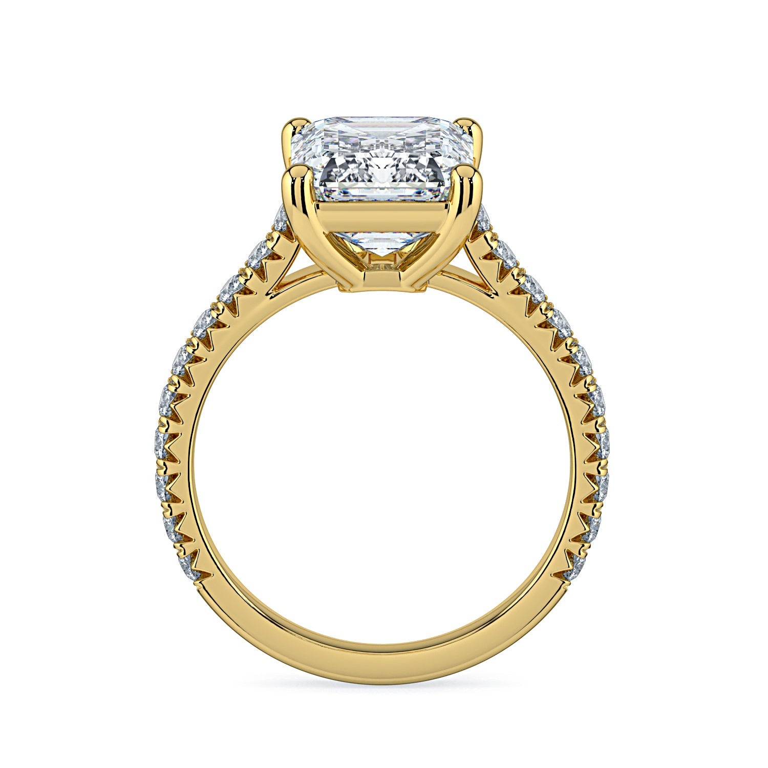 Emerald-Cut Solitaire Pavé Diamond Engagement Ring -Yellow