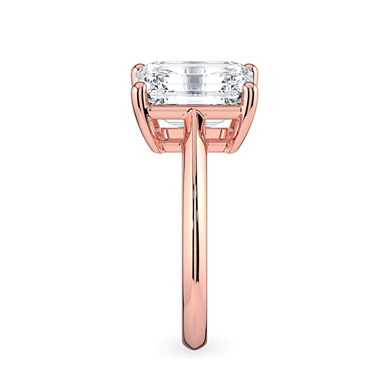 Emerald-Cut Solitaire Diamond Engagement Ring -Rose