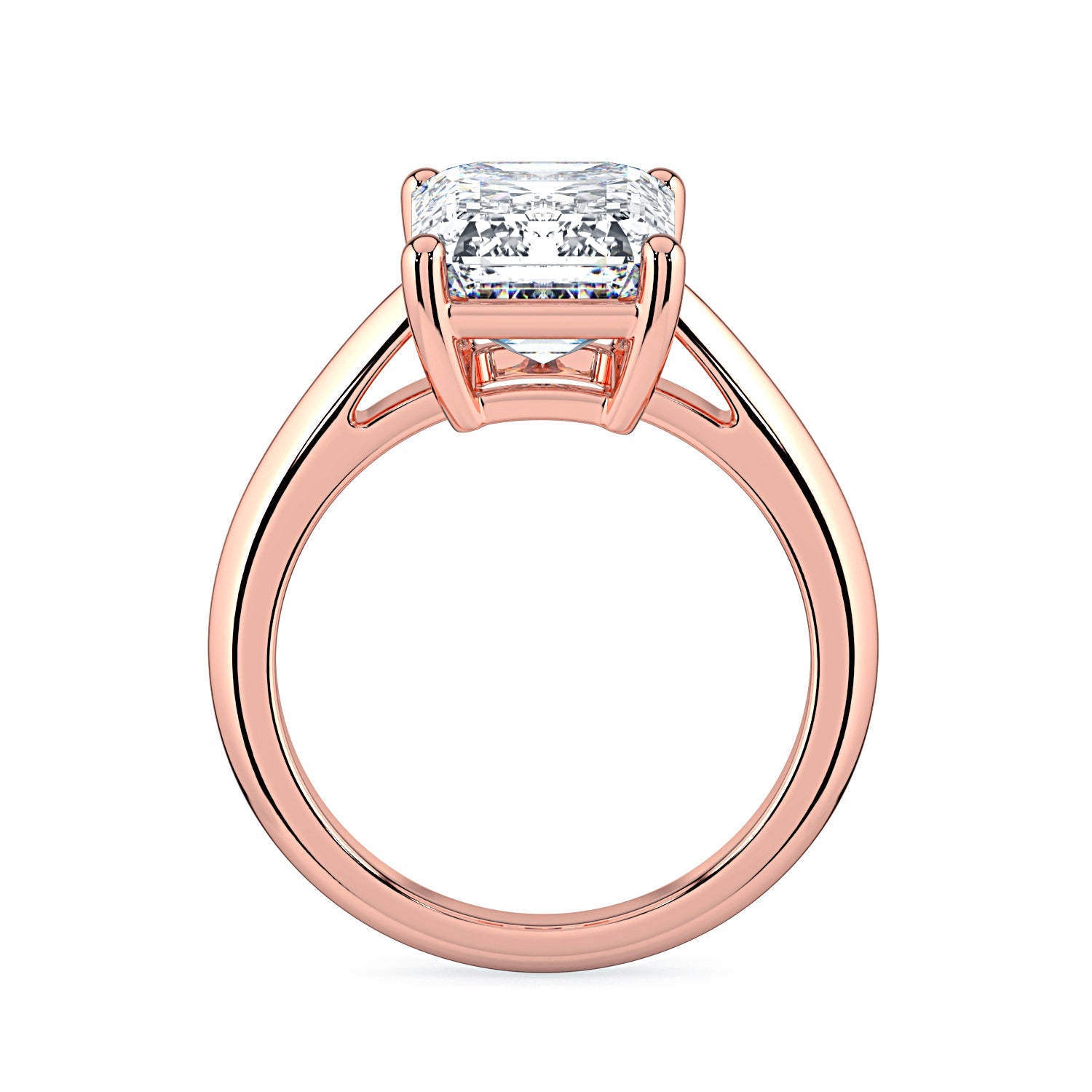 Emerald-Cut Solitaire Diamond Engagement Ring -Rose