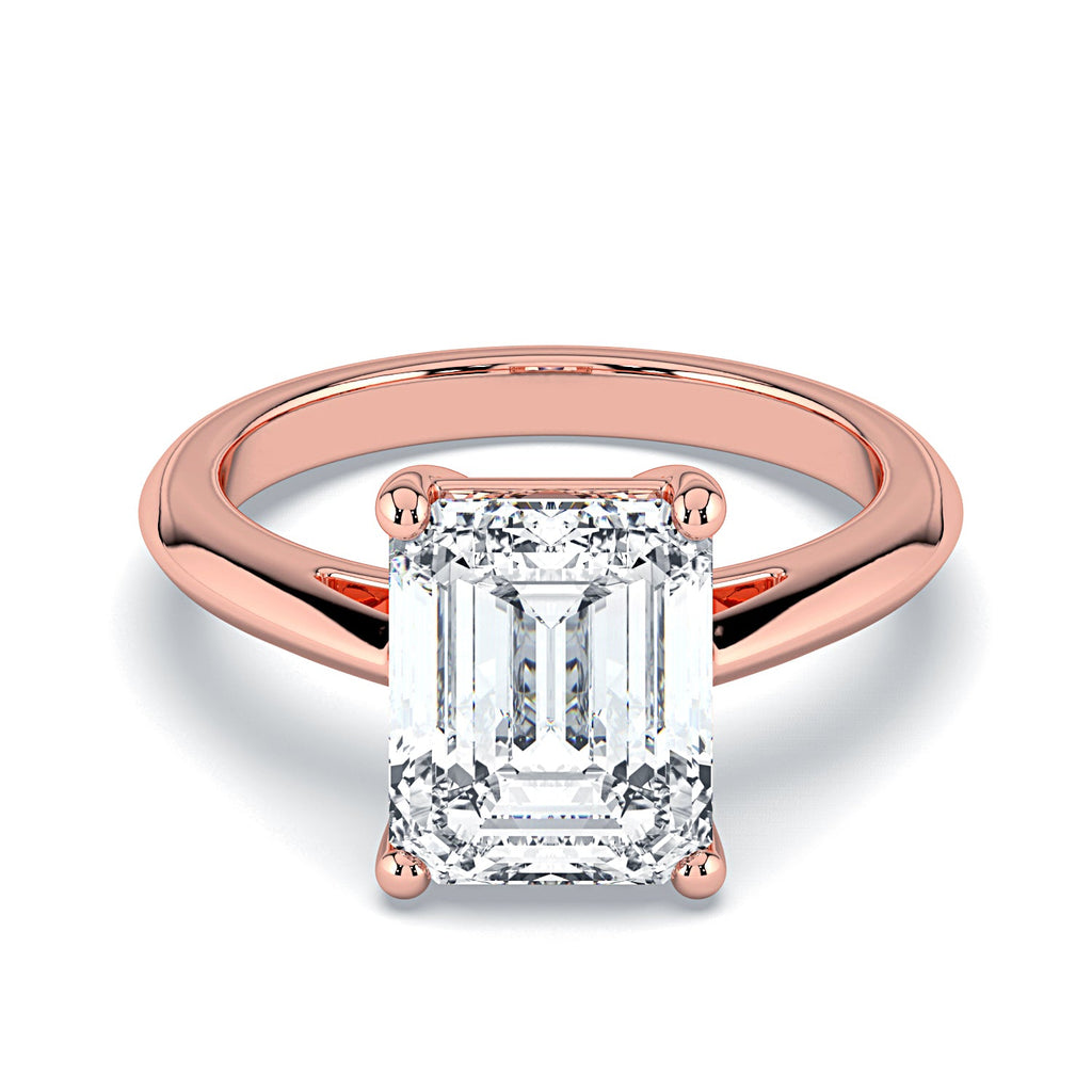 Emerald-Cut Solitaire Diamond Engagement Ring -Rose