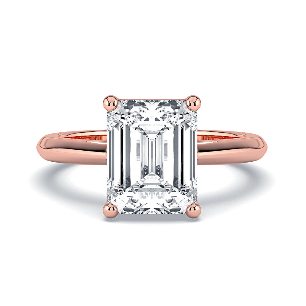 Emerald-Cut Solitaire Diamond Engagement Ring -Rose