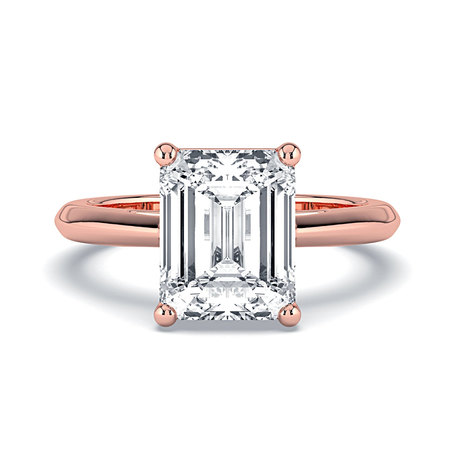 Emerald-Cut Solitaire Diamond Engagement Ring -Rose